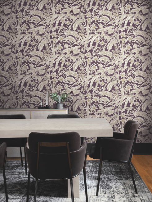 Orchid Conservatory Toile Mulberry Wallpaper
