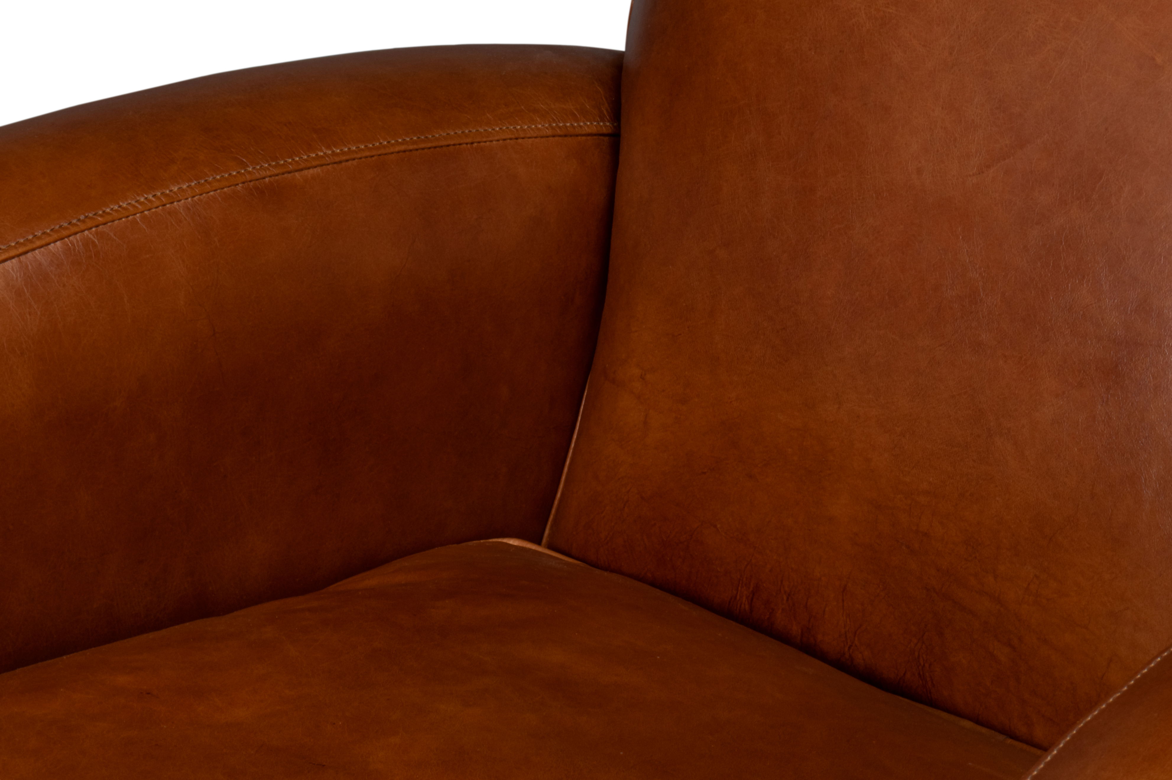 Taft Leather Swivel Chair, Havana Brown, Seating by Sarreid, 32" length x 30" width x 33" height View 6