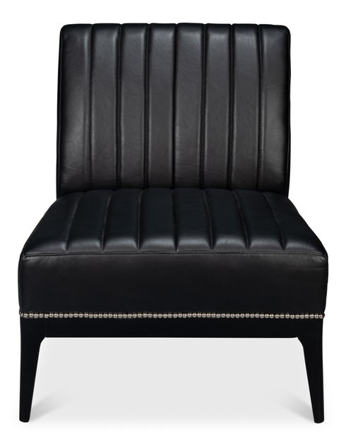 Agave Slipper Chair,Distilled Lthr, Blk