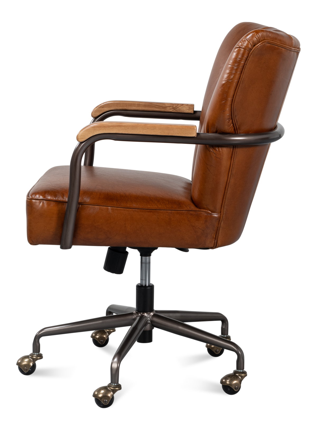 Parker Office Chair  Vintage Havana Lthr, by Sarreid, 2'4" length x 2'1" width x 3'2" height View 9