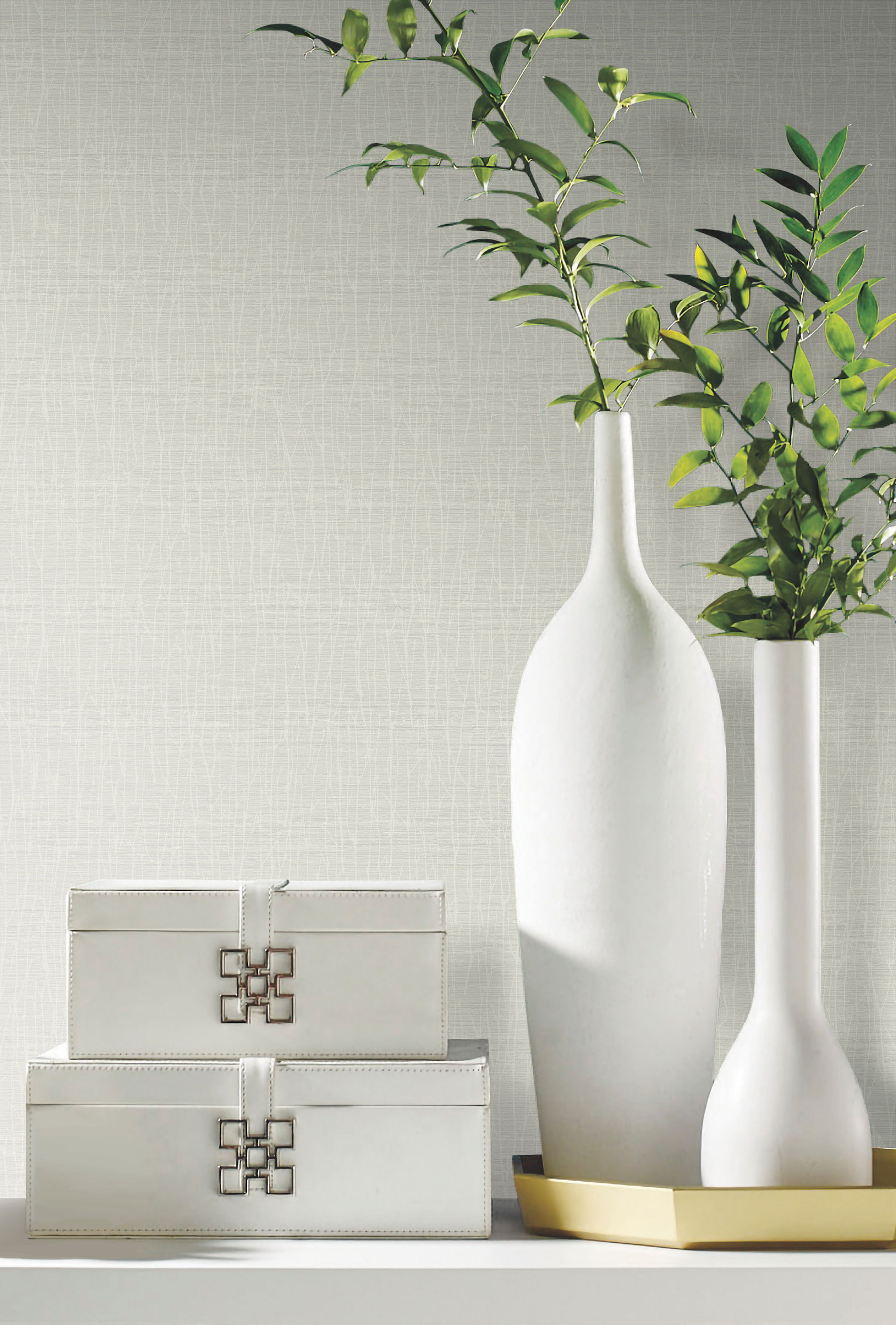 Woodland Twigs Cream & White Wallpaper large image 