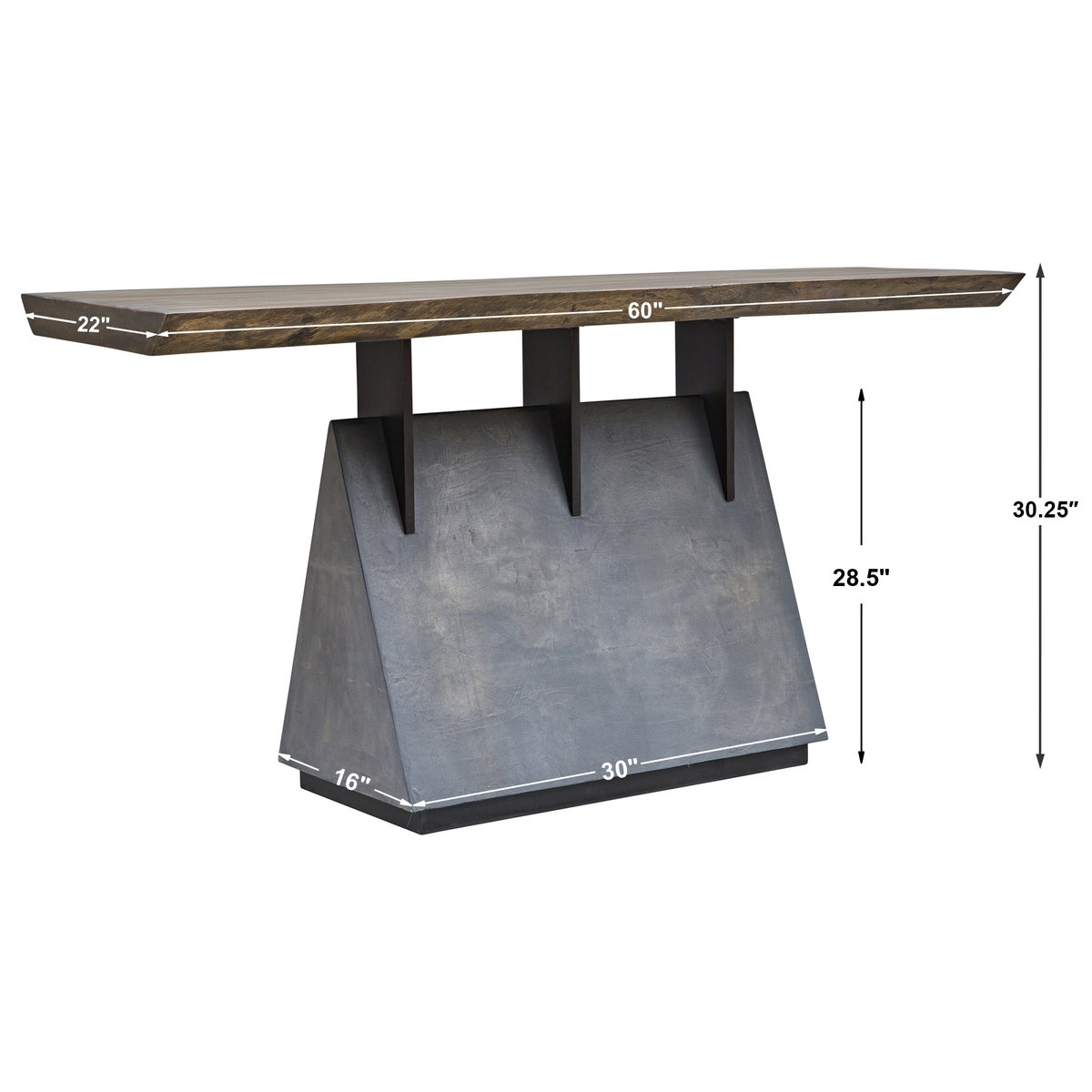 Vessel Industrial Console Table, by Uttermost, 60" width x 30.25" height x 22" depth View 3