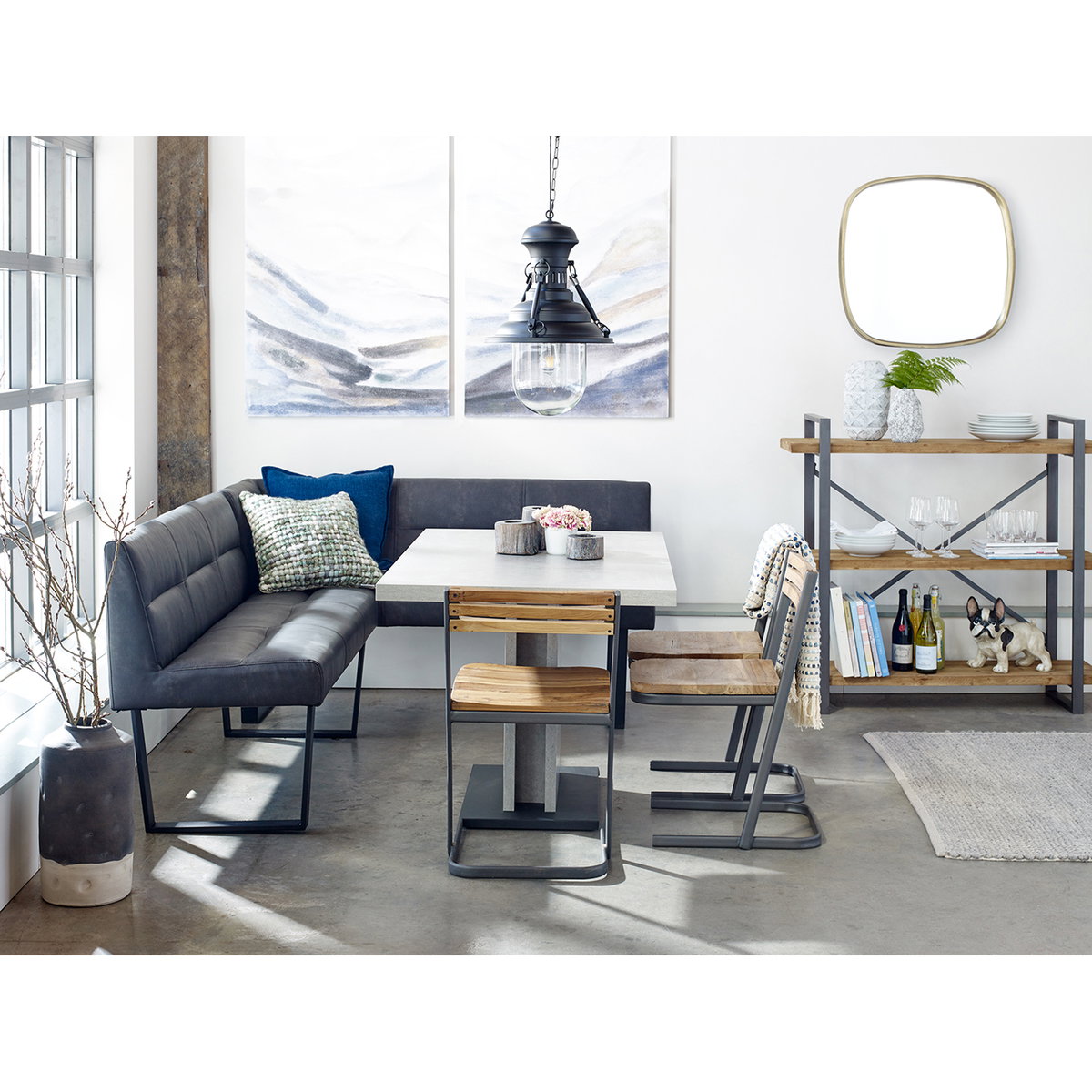 Hanlon Dining Table Light Grey, by Moe's Home, 53" width x 29.5" height x 31.5" depth View 4