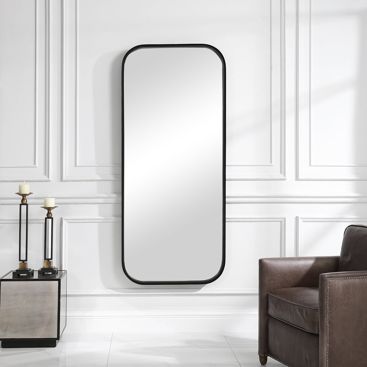 Concord Black Tall Iron Mirror, by Uttermost, 30" width x 70" height x 2.25" depth View 2