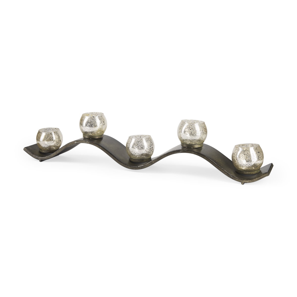 Lux Copper Metal Five Hurricane Glass Holder Table Candle Holder, Candles & Candle Holder by Mercana, 37" length x 4.92" width x 6.99" height View 1