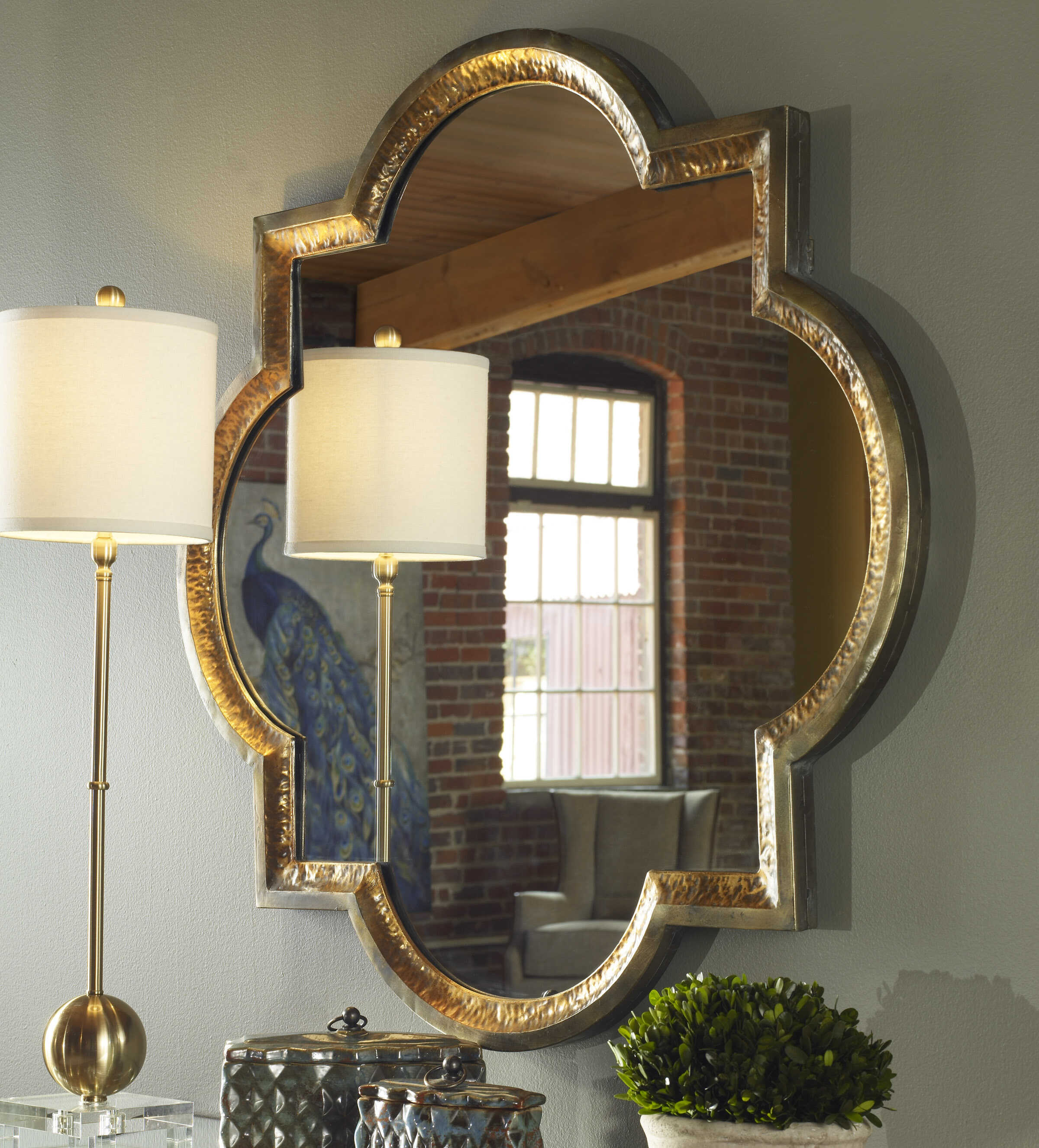 Lourosa Gold Mirror, by Uttermost, 39.75" width x 39.75" height x 1.5" depth View 4