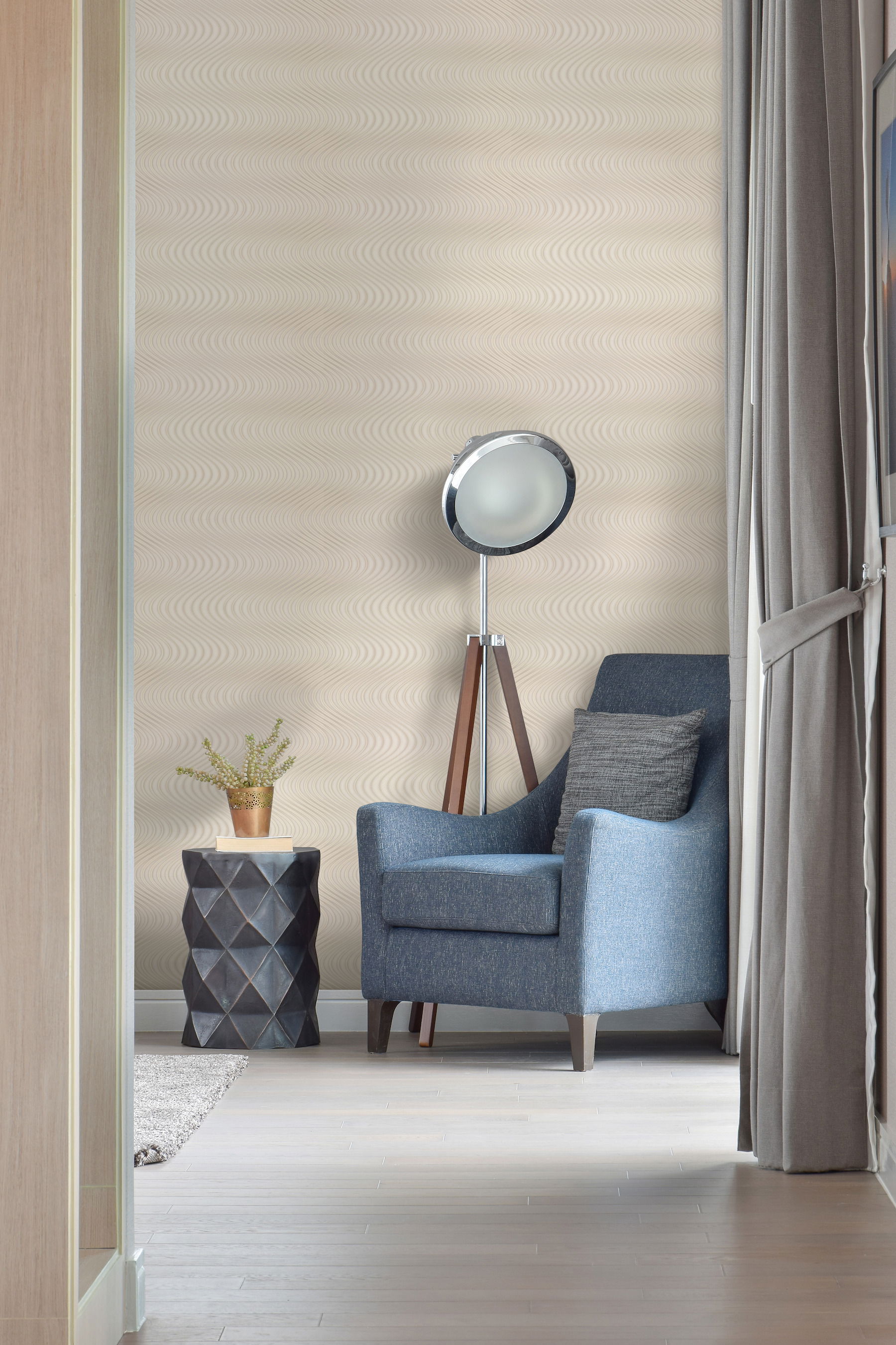 Ocean Swell Taupe & Beige Wallpaper, by York Wall, 34'6" length x 2'3.56" width x 0.02" depth View 2