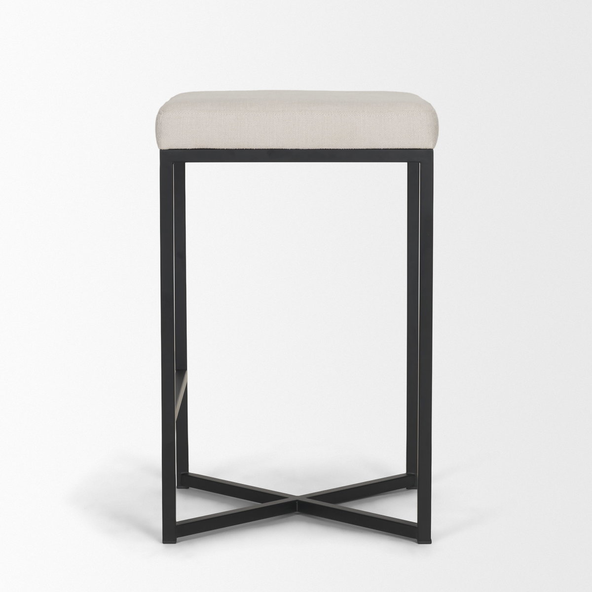 Frodo Backless 26.5in Seat Counter Stool | Counter White Fabric, Counter & Bar Stool by Mercana, 16.5" length x 16.5" width x 26.5" height View 7