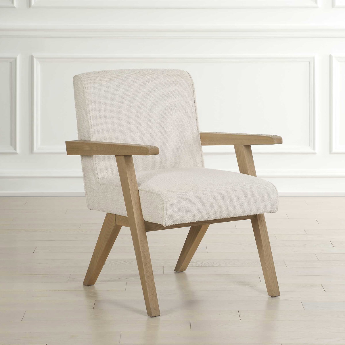 Blakely White Dining Arm Chair, Dining Chair by Uttermost, 25.5" width x 34.5" height x 27" depth View 4