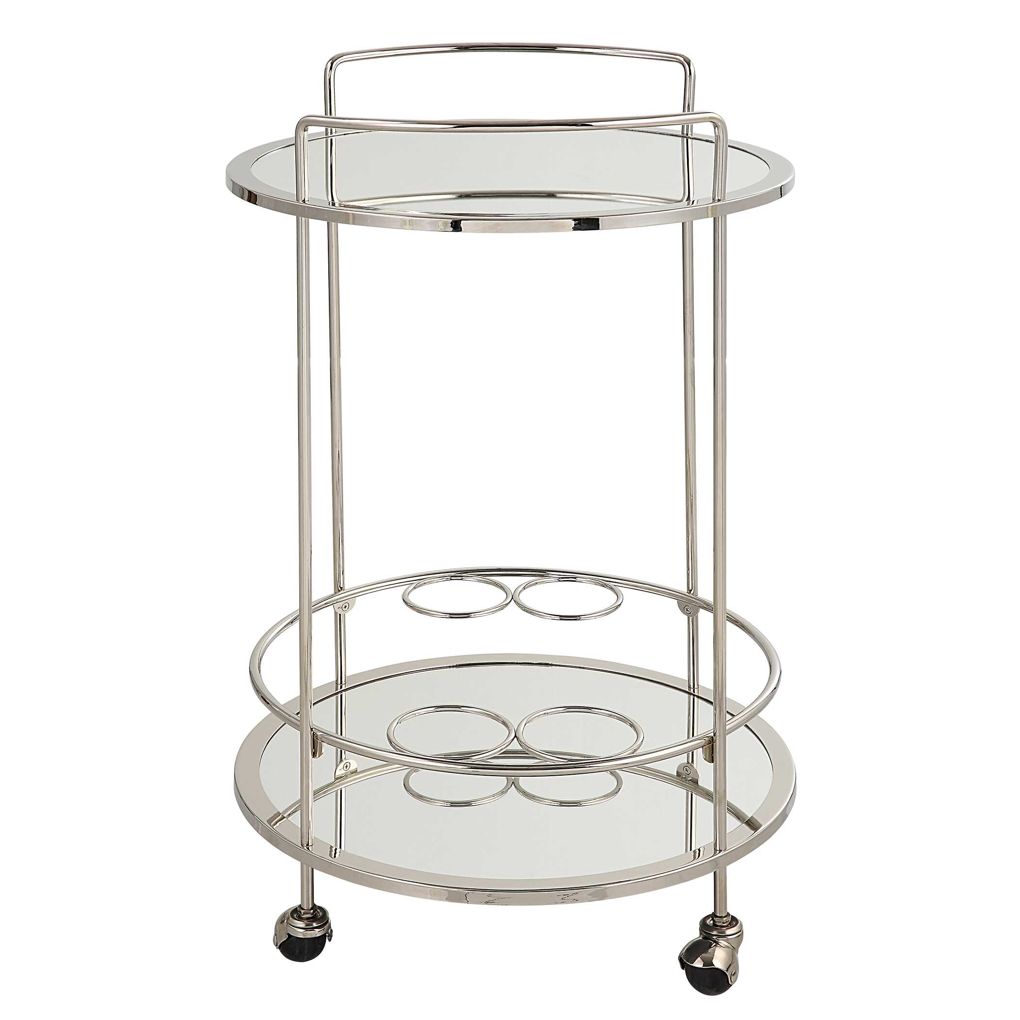 Spritz Chrome Bar Cart, Furniture by Uttermost, 18" width x 28.75" height x 18" depth View 5