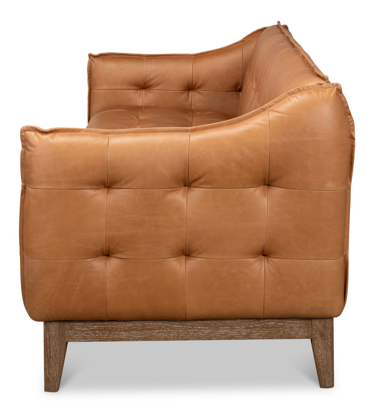 Isaac Leather Sofa, by Sarreid, 2'6" length x 6'5" width x 2'7" height View 10