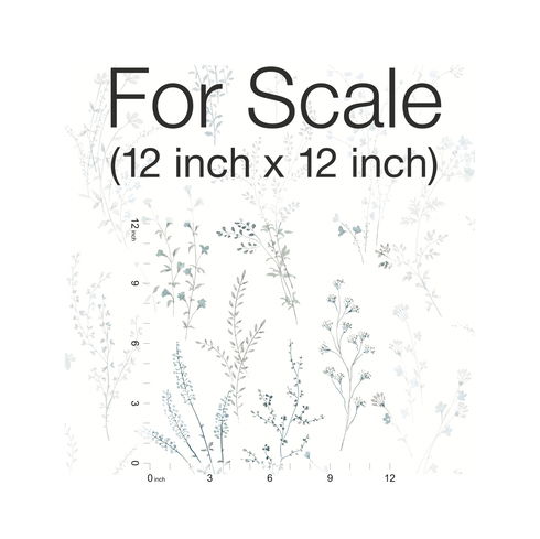 Wildflower Sprigs Blue & Green Wallpaper