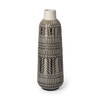 Riker III Large Dark Gray Cream Ceramic Vase, by Mercana, 5.12" length x 5.12" width x 14.17" height thumbnail 1