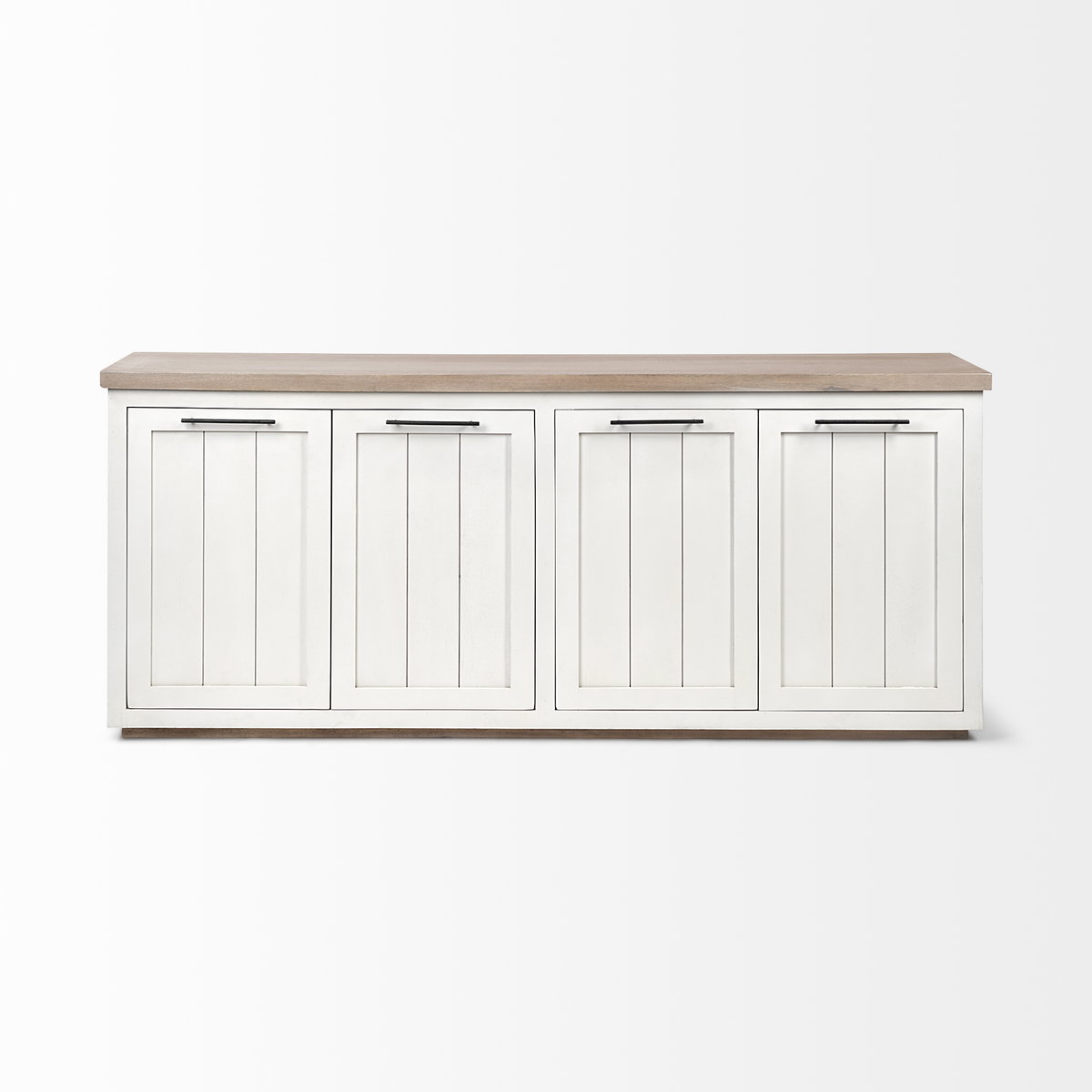Fairview III Solid Wood Brown Top & White Frame 4 Cabinet Door Sideboard, Sideboards & Buffet by Mercana, 73" length x 17" width x 32" height View 3