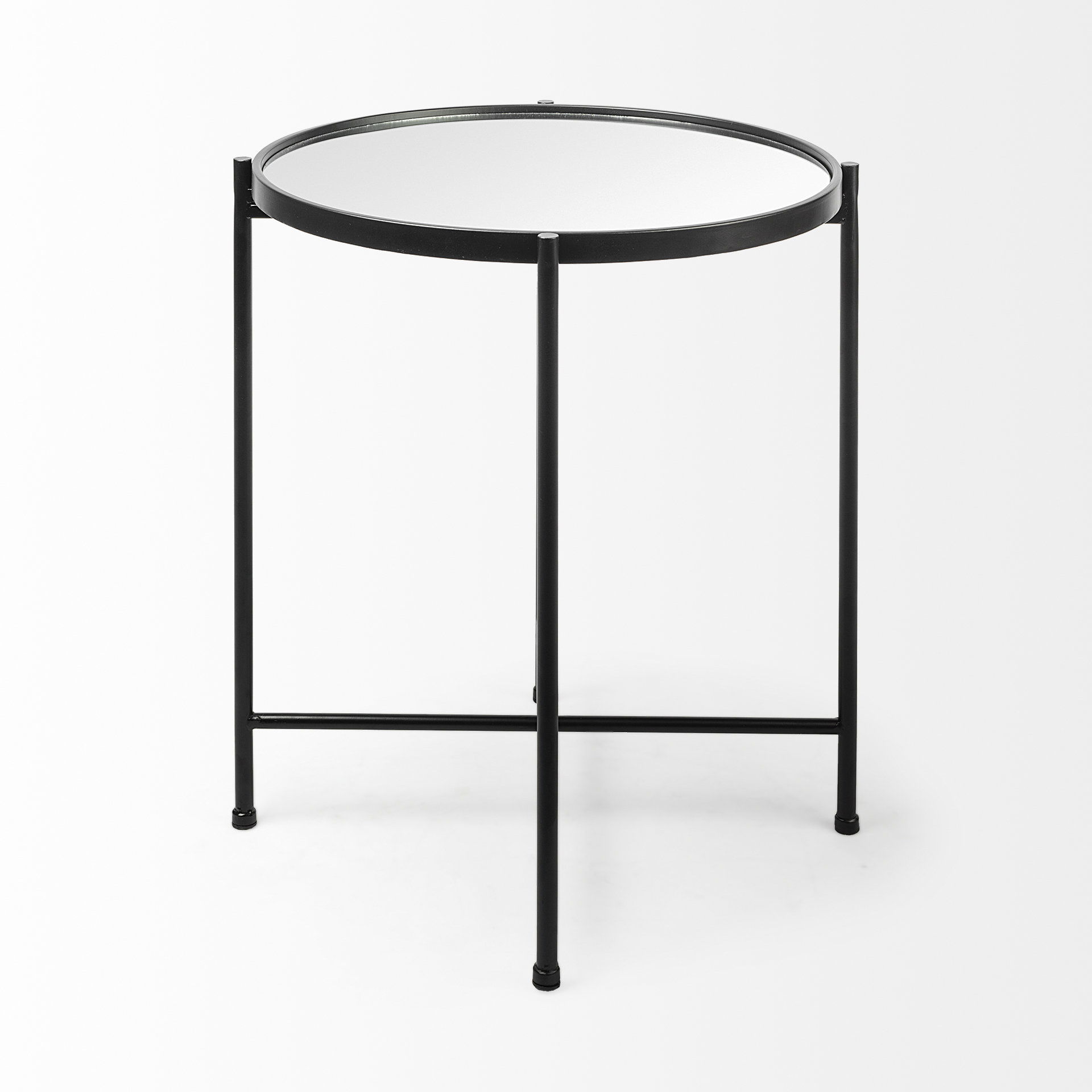 Samantha (Small) Black Mirror Top  Accent Table, Side & End Table by Mercana, 19.69" length x 19.69" width x 24.21" height View 3