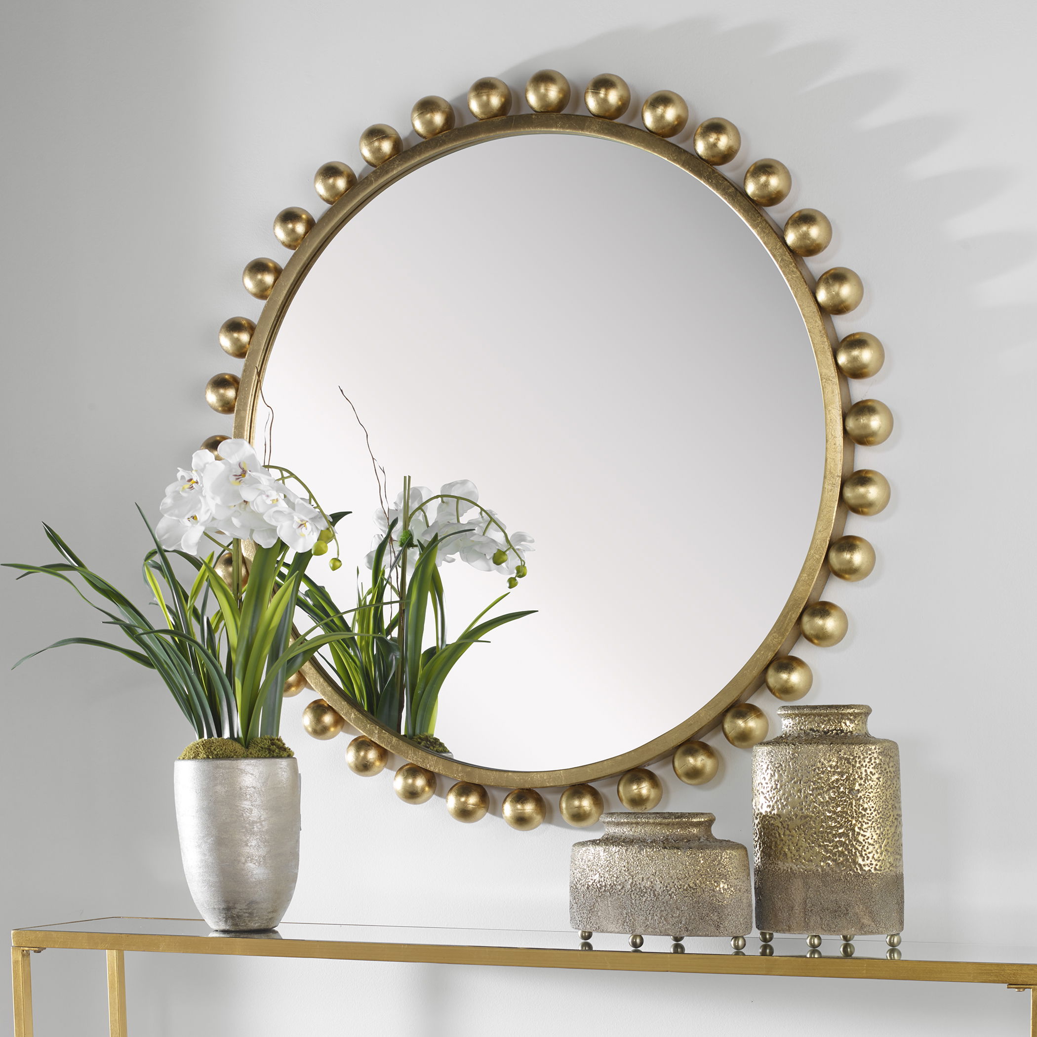 Cyra Gold Round Mirror large image 