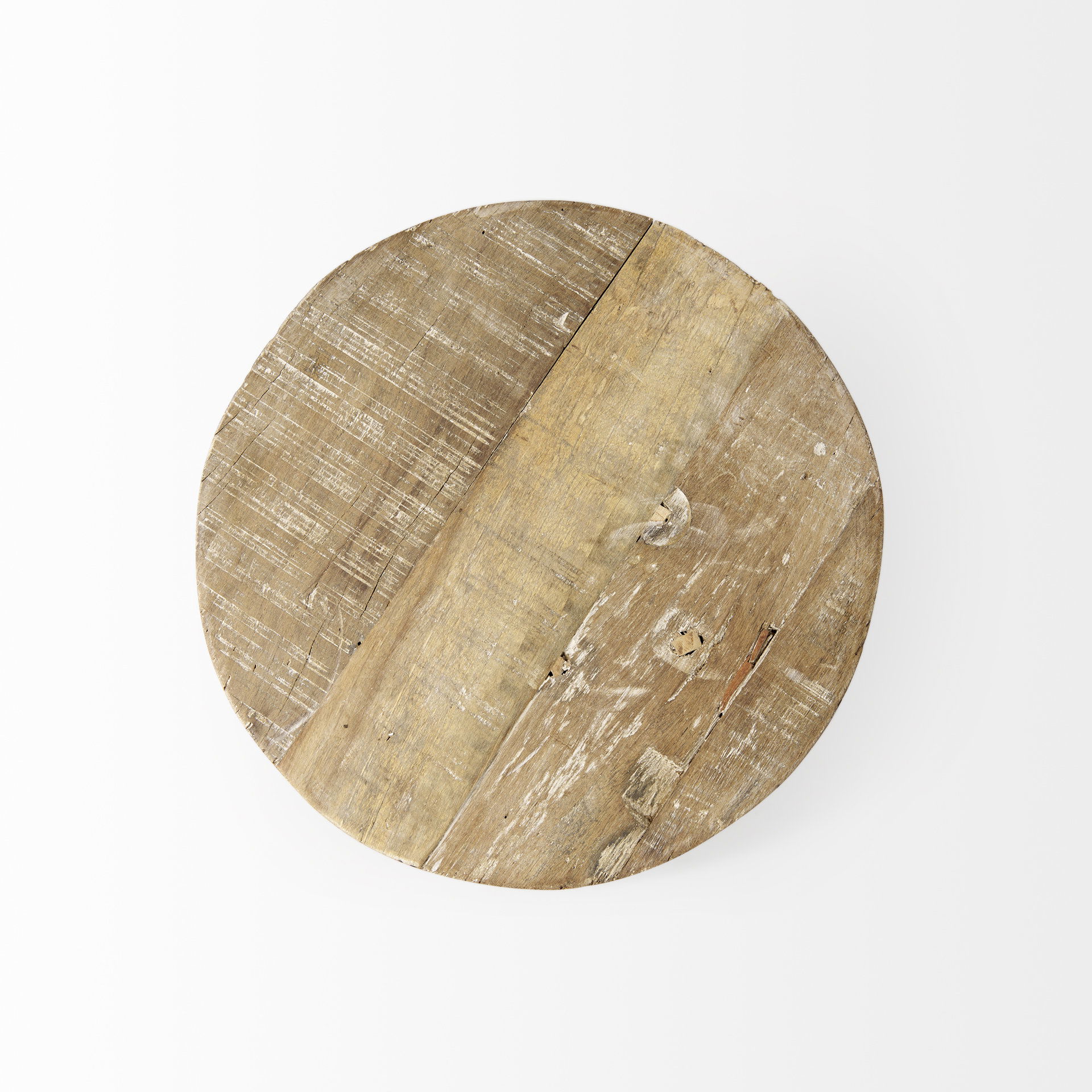 Cedric 15L x 15W x 6H Round Light Brown Wood with Black Metal Legs Decorative Display Stand large image 