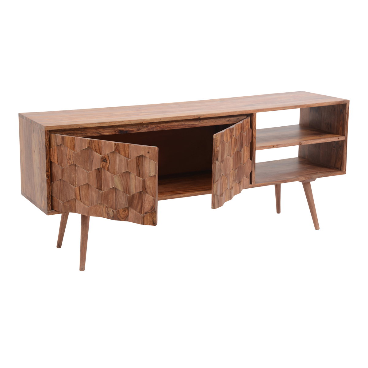 O2 Tv Cabinet Natural, Media Console by Moe's Home, 57" width x 24" height x 14" depth View 4