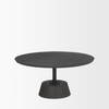 Maxwell 34' Dark Brown Wood with Black Metal Pedestal Base Round Coffee Table, by Mercana, 34" length x 34" width x 16" height thumbnail 5