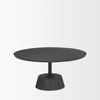 Maxwell 34' Dark Brown Wood with Black Metal Pedestal Base Round Coffee Table, by Mercana, 34" length x 34" width x 16" height thumbnail 5