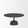 Maxwell 34L x 34W x 16H Dark Brown Wood with Black Metal Pedestal Base Round Coffee Table thumbnail 4
