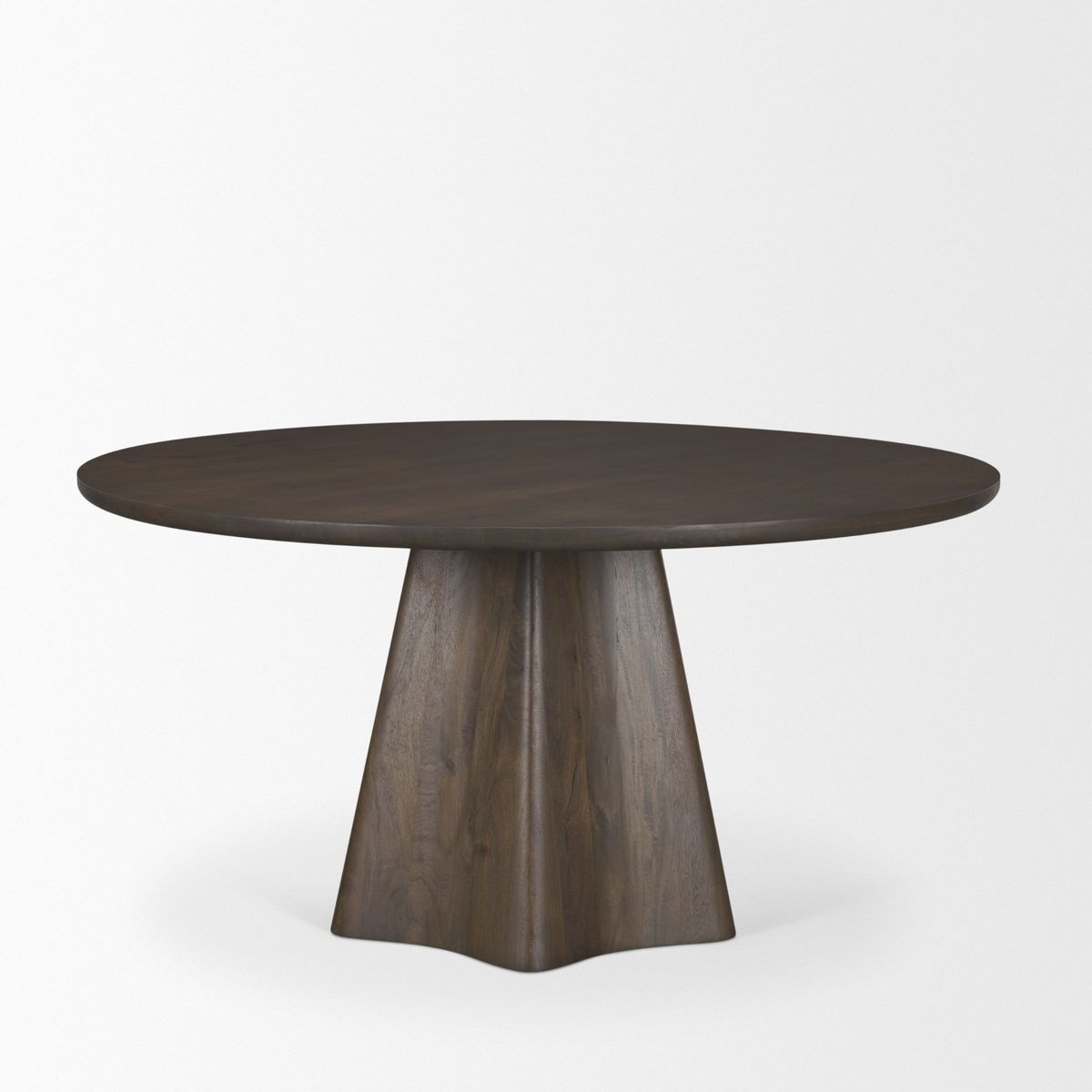 Jovani 60' Round Pedestal Dining Table | Modern | Dark Brown Wood | Seats 6, by Mercana, 60" length x 60" width x 30" height View 6