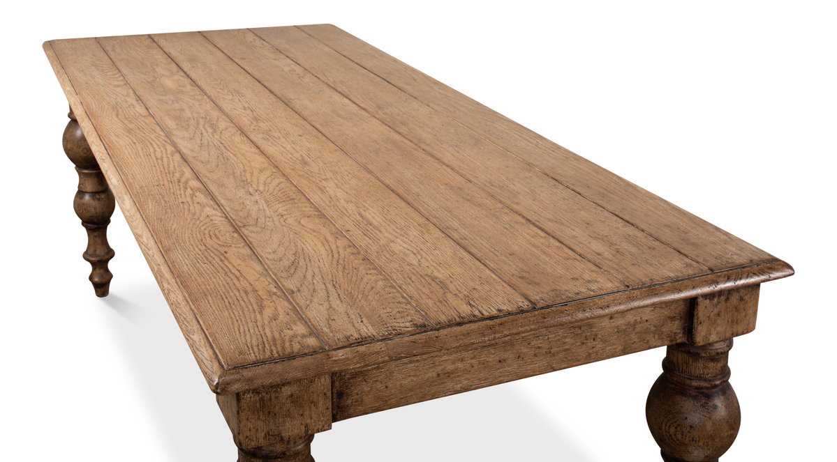 Oak Dining Table, by Sarreid, 3'1" length x 7' width x 2'7" height View 7