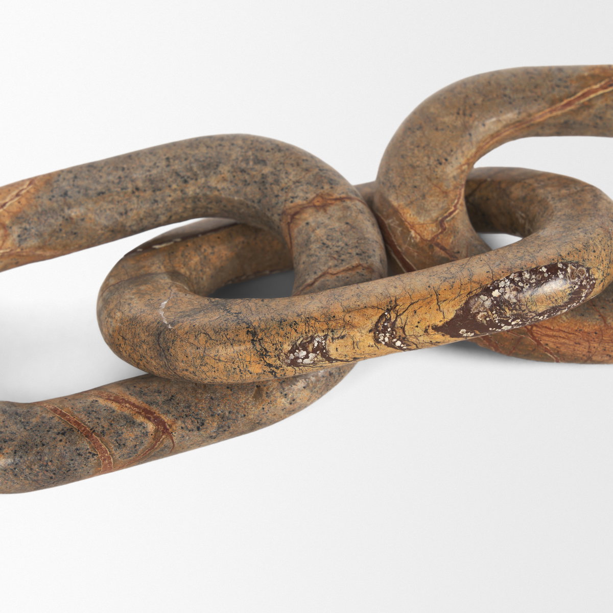 Reinir Red-Brown Marble Chain Link Decorative Object, by Mercana, 14" length x 4" width x 0.94" height View 10