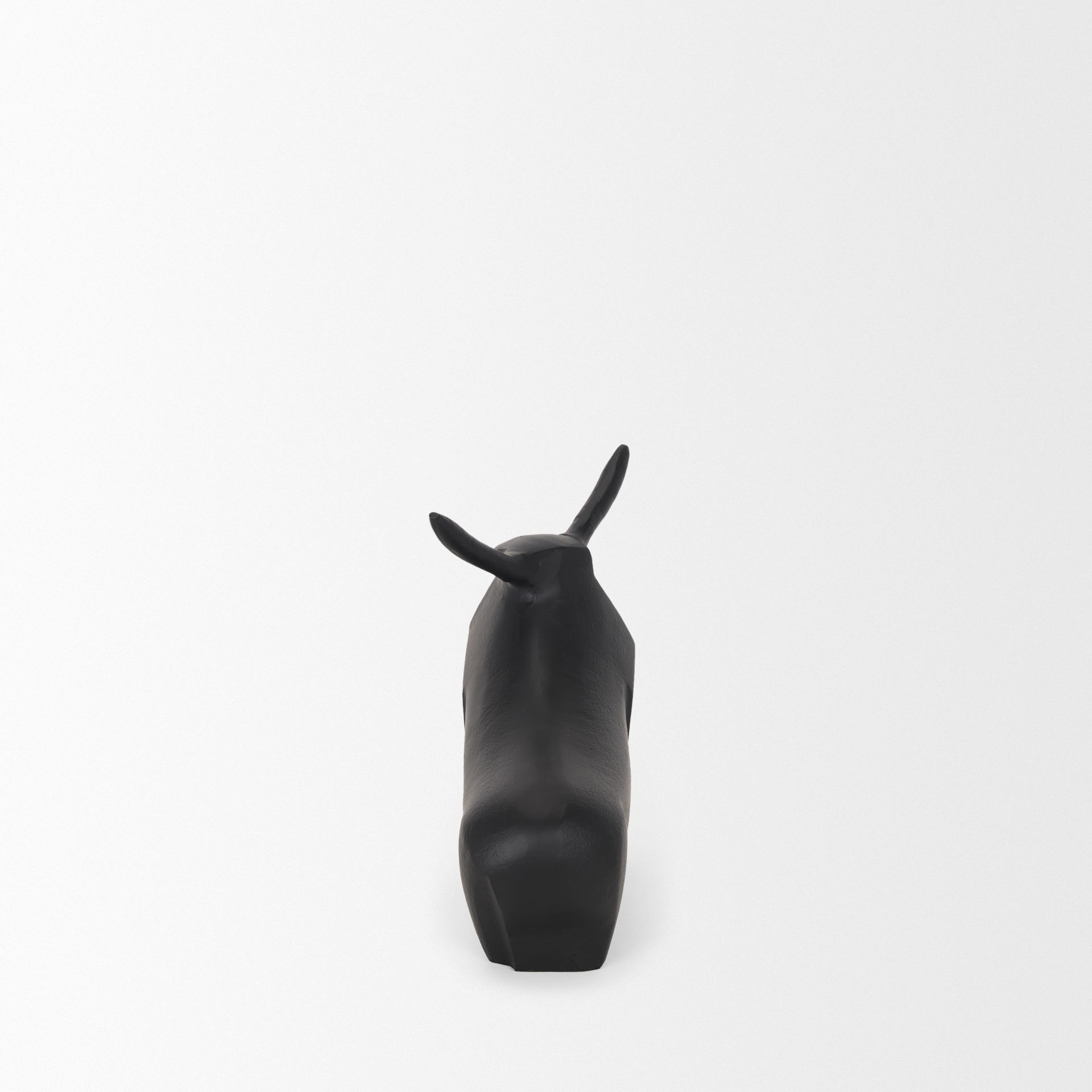 Radu Small Matte Black Metal Bull Decorative Object, by Mercana, 9.5" length x 3.25" width x 7.75" height View 7