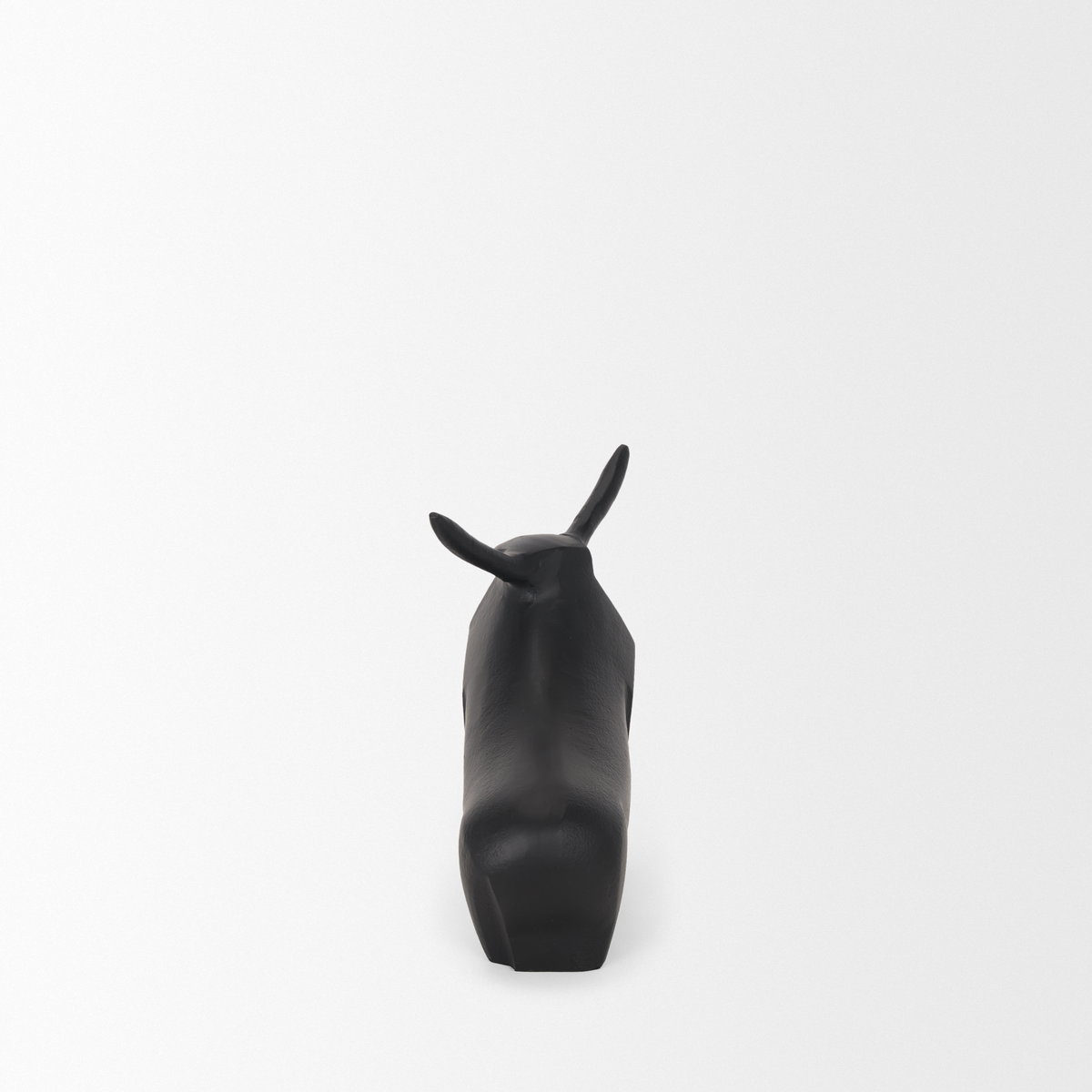 Radu Small Matte Black Metal Bull Decorative Object, by Mercana, 9.5" length x 3.25" width x 7.75" height View 7