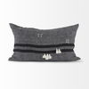 Sibyl 13L x 21W Black Fabric Striped and White Fringed Decorative Pillow Cover thumbnail 5