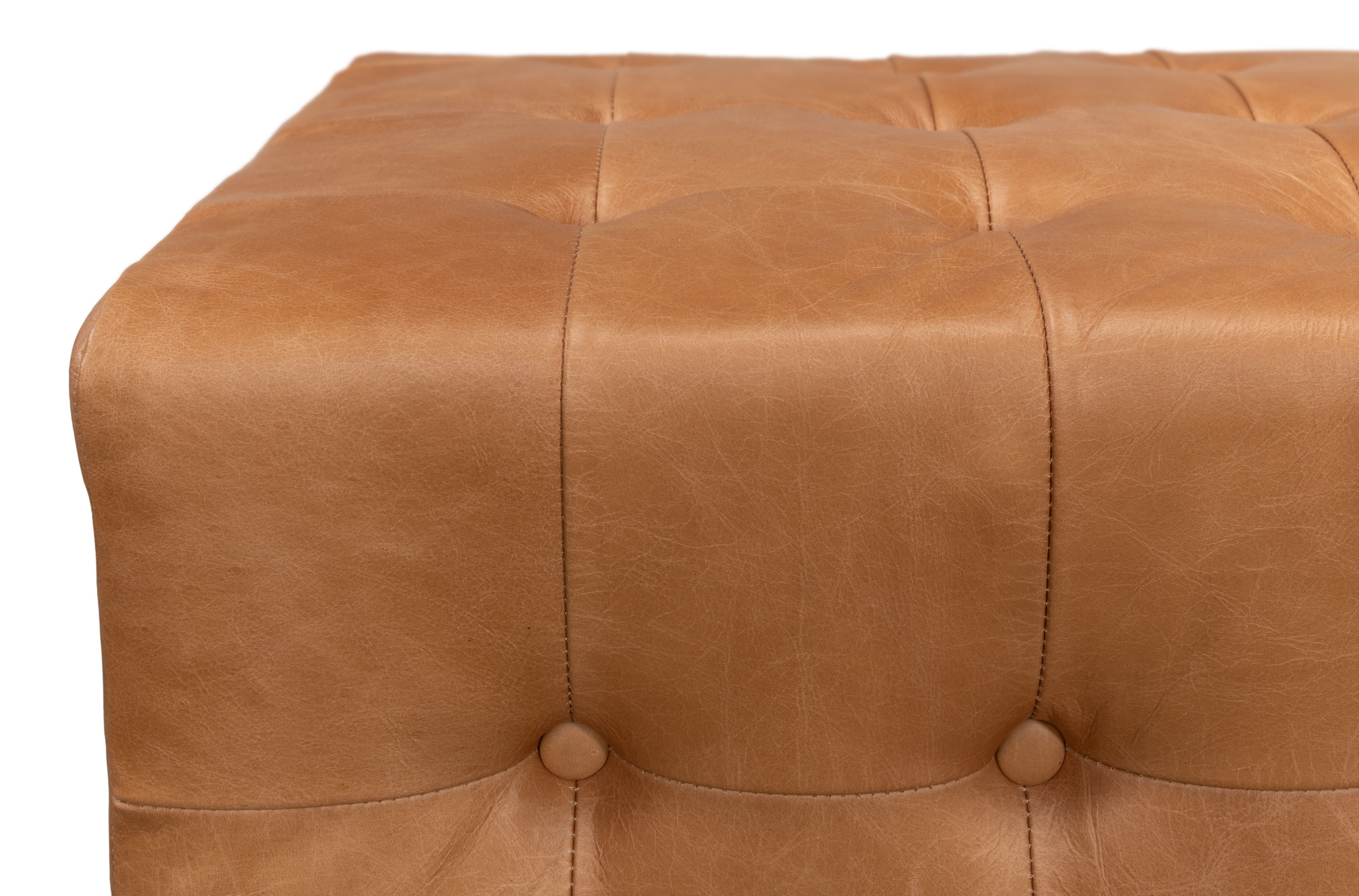 Beam Bench Tufted Leather, Seating by Sarreid, 78" length x 18" width x 17" height View 8