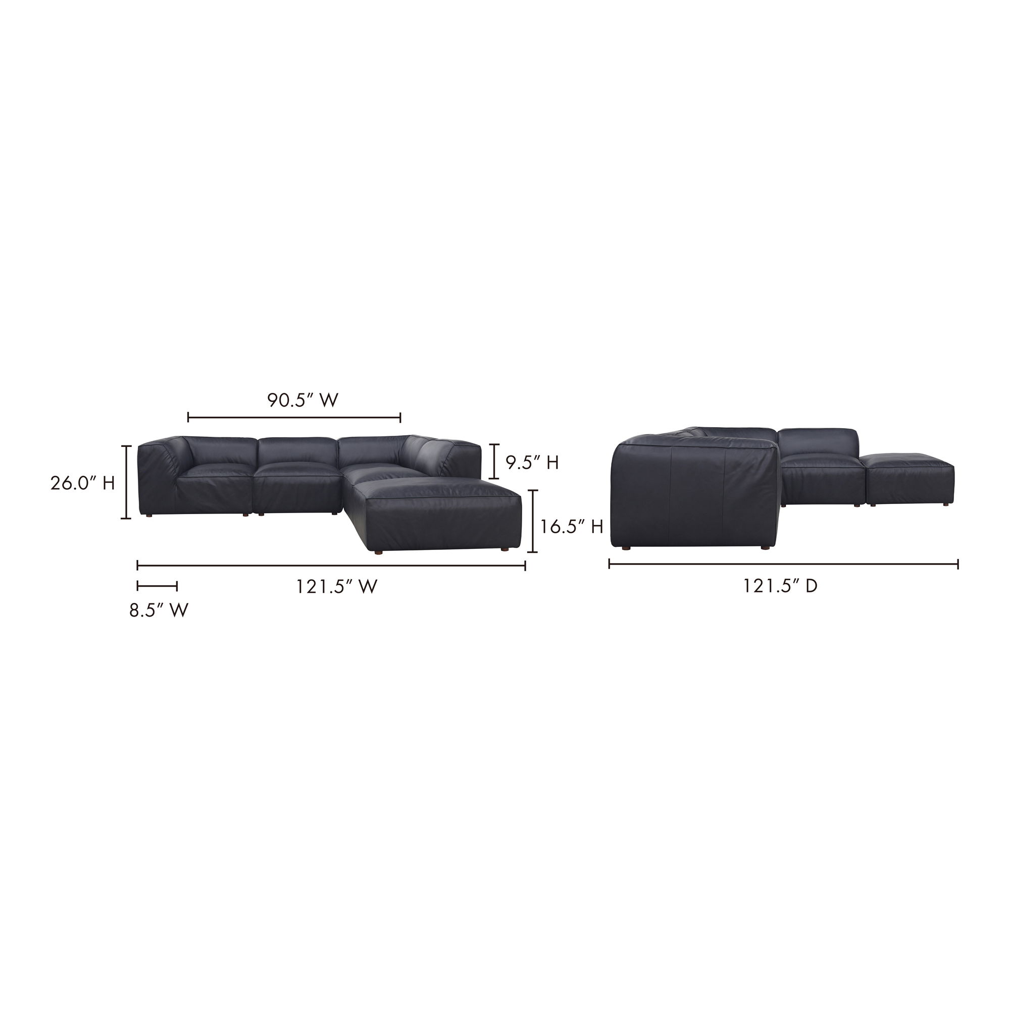 Form Dream Modular Sectional Vantage Black Leather large image 