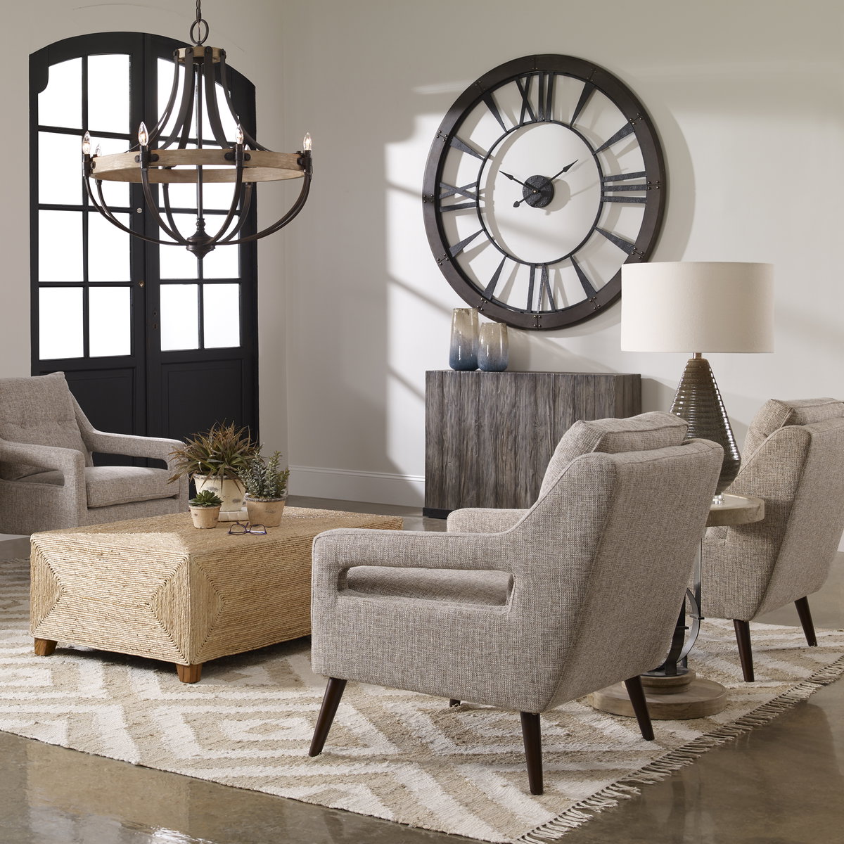 Ronan Wall Clock Large, by Uttermost, 60" width x 60" height x 1.5" depth View 2