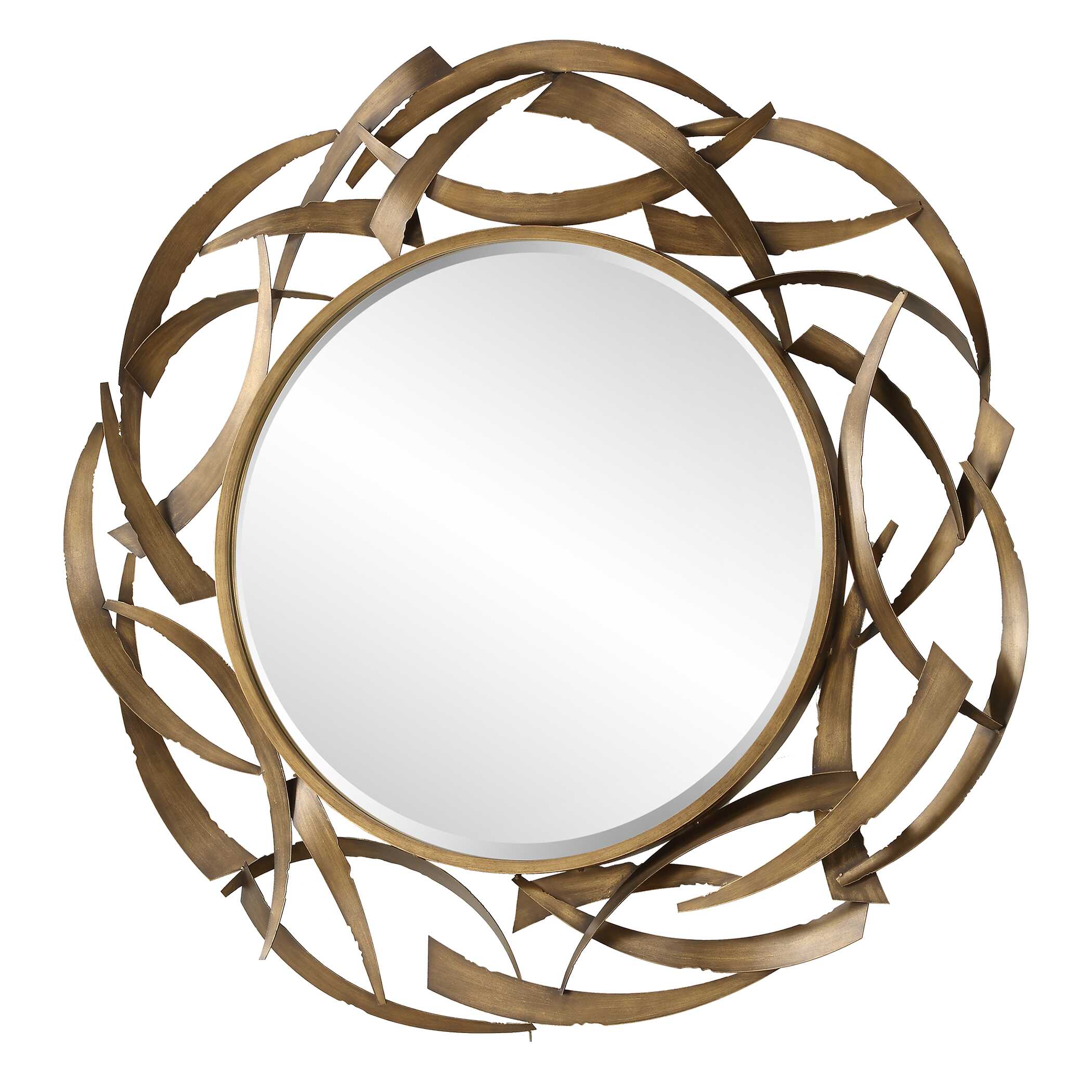 Cutting Edge Bronze Round Mirror, by Uttermost, 55" width x 55" height x 2.5" depth View 5