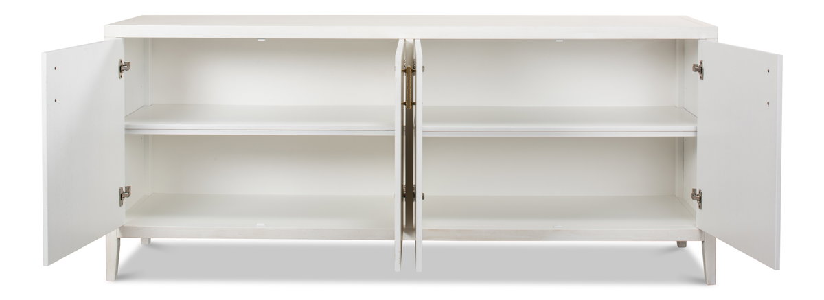 Blanco 4 Door Buffet  Cortina White, by Sarreid, 1'6" length x 6'8" width x 2'10" height View 5
