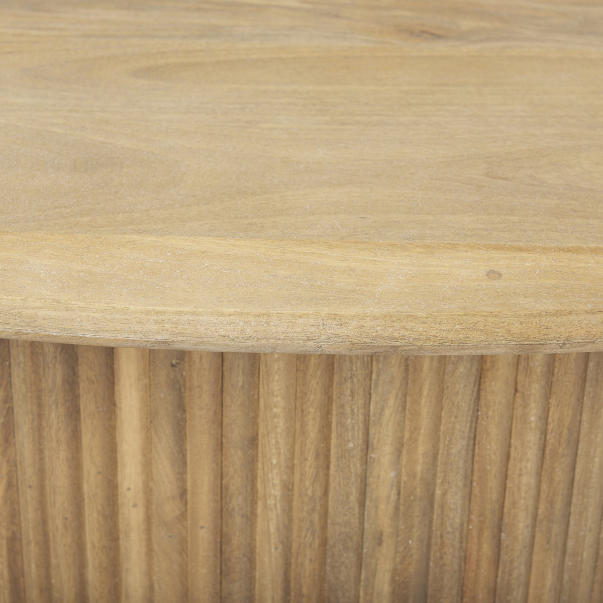 Terra 48L x 28W x 15H Light Brown Wood Oval Fluted Coffee Table, by Mercana, 48" length x 28" width x 15" height View 7