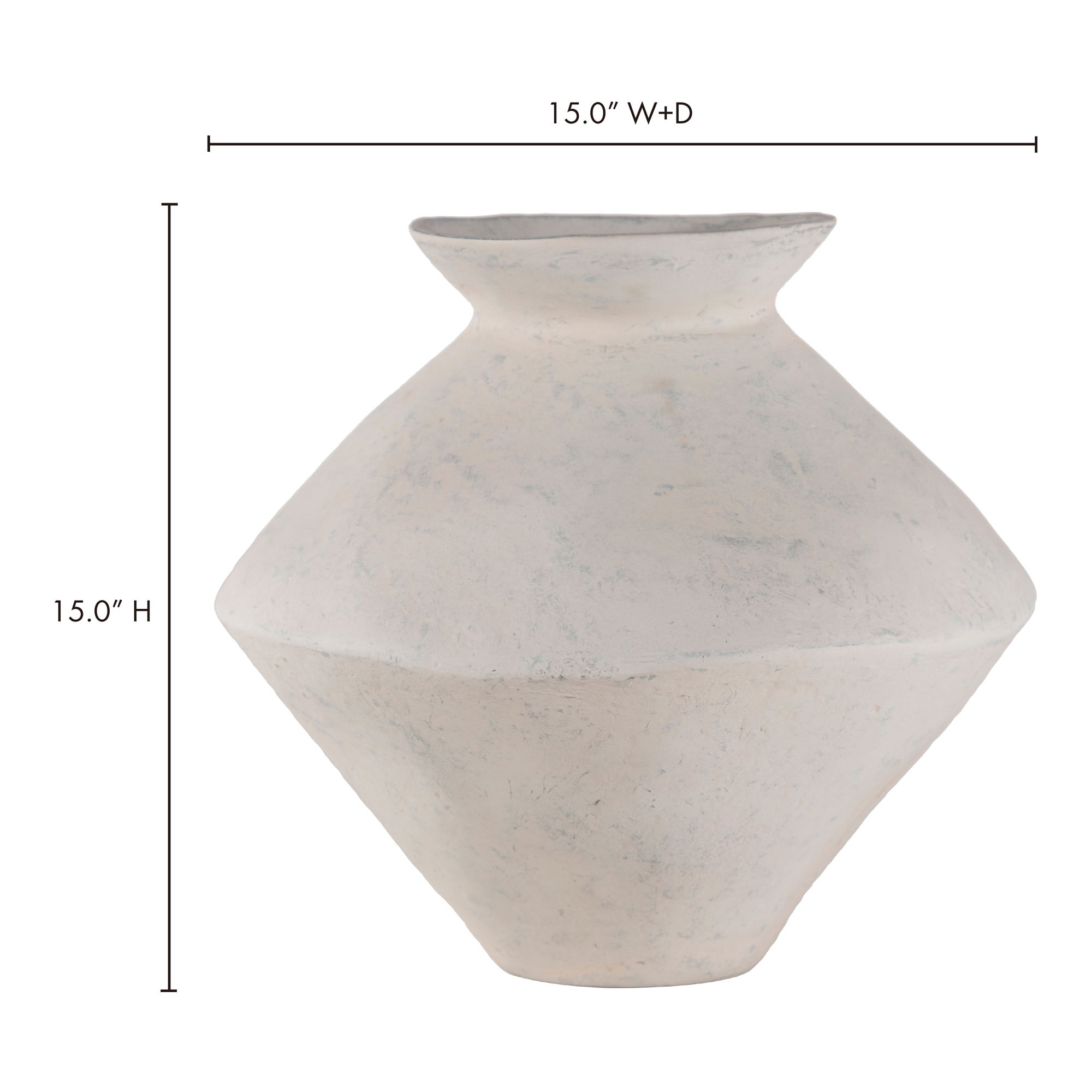 Raja Medium Decorative Vessel White, Vase by Moe's Home, 15" width x 14" height x 15" depth View 13