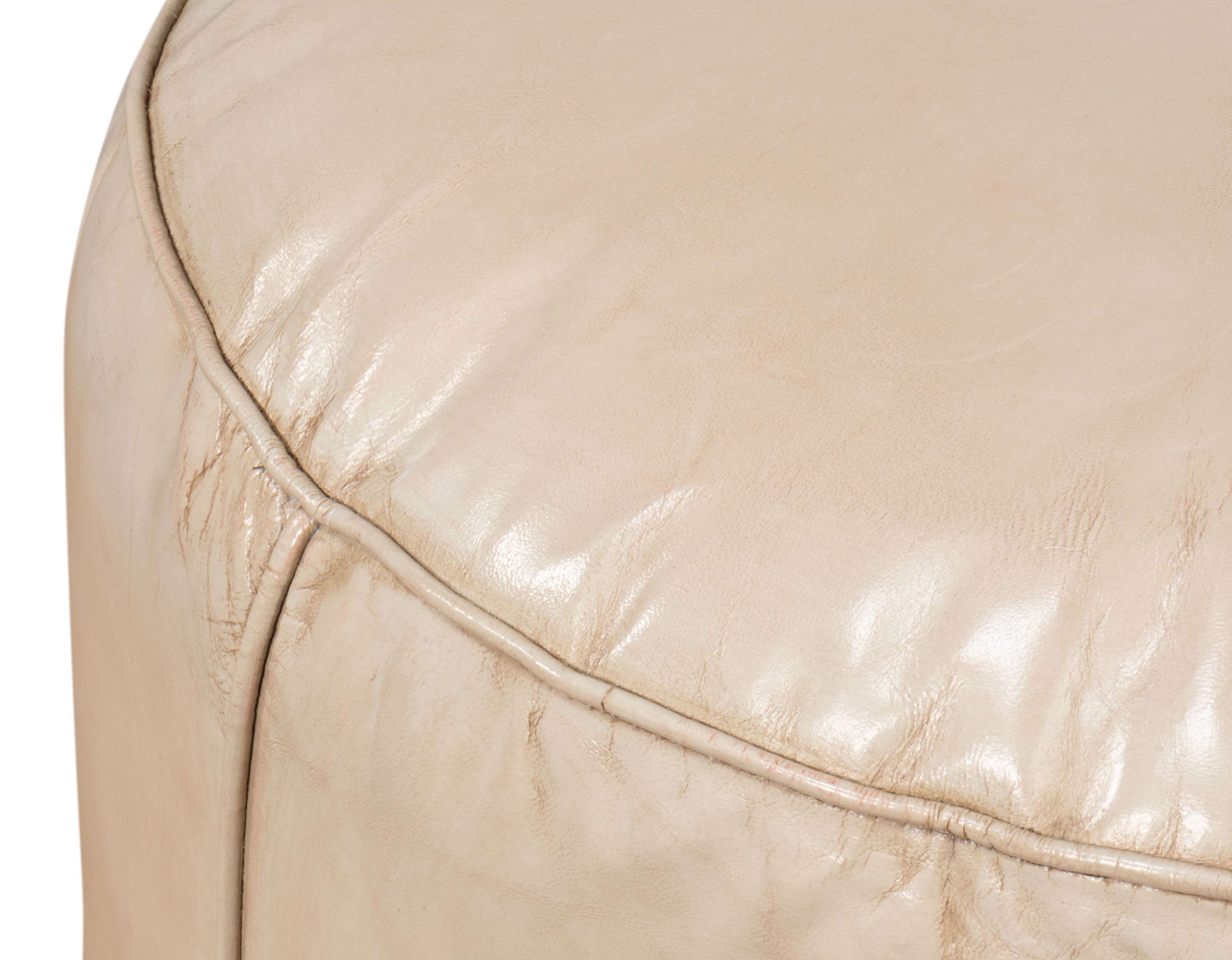 Soccerball Stool, Taupe Leather, Seating by Sarreid, 22" length x 22" width x 18" height View 12