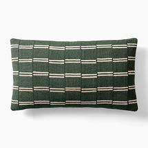 Online Designer Bedroom Pieced Offset Stripe Pillow Cover, Down Alternative Insert, 12 x 21, Evergreen/Natural