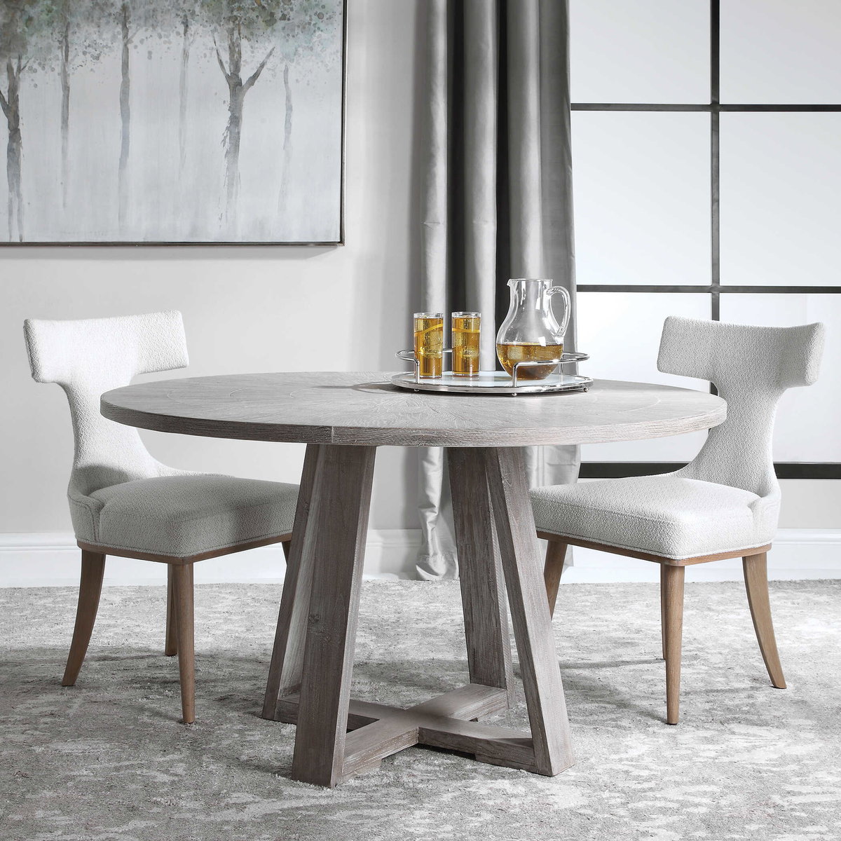 Gidran Gray Dining Table, by Uttermost, 52" width x 29.9" height x 52" depth View 4