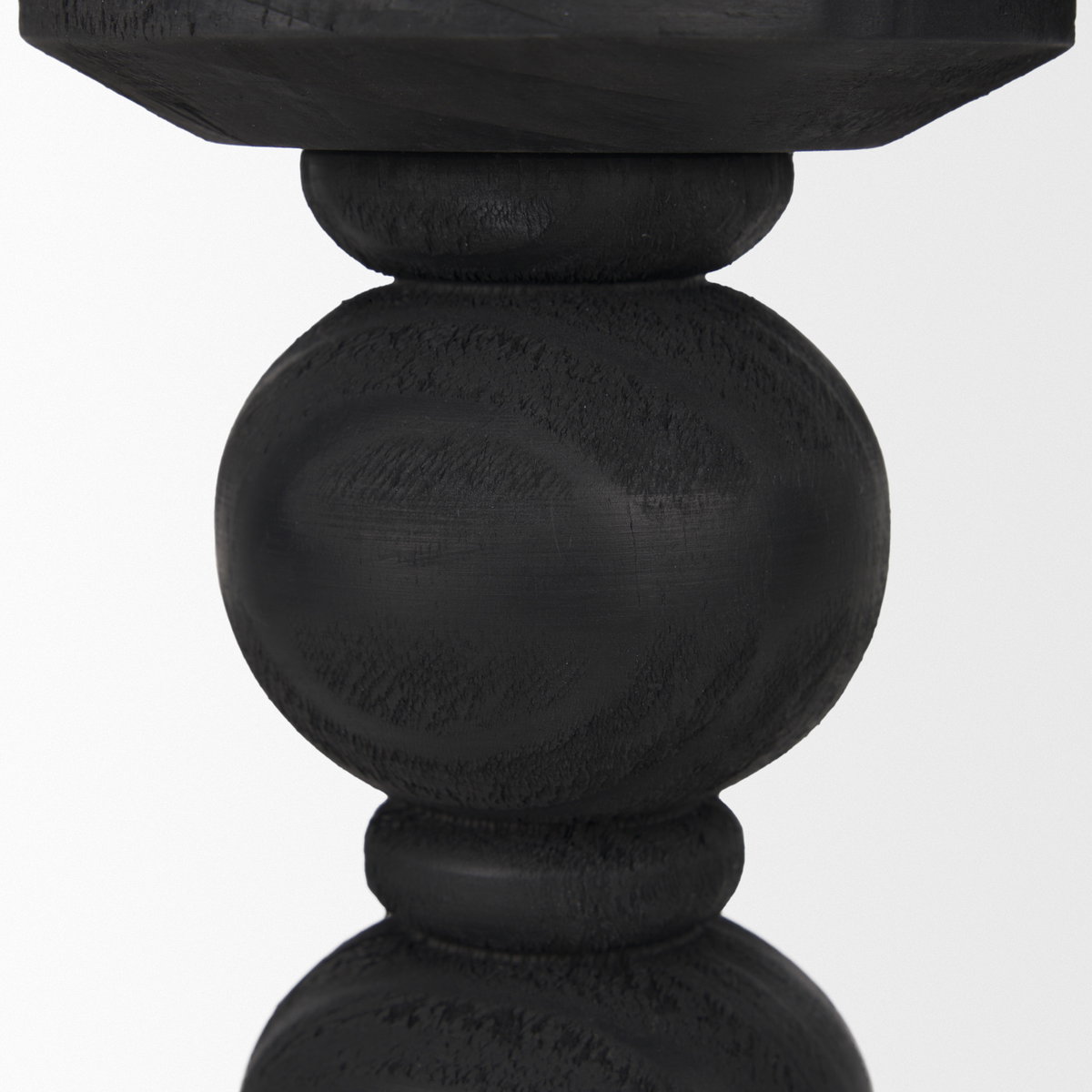 Wanda Matte Black Wood Pillar Candle Holders (Set of 2), Candles & Candle Holder by Mercana, 4.75" length x 4.75" width x 11.5" height View 9