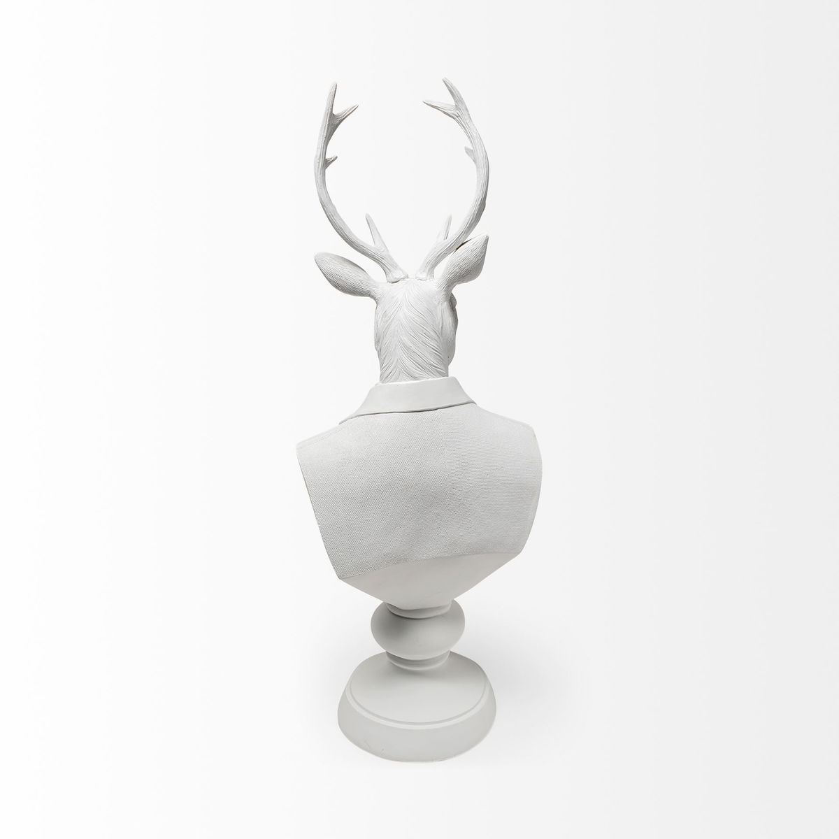 Mozart 22.5H White Painted Resin Deer In A Suit Bust, Decorative Object by Mercana, 8.27" length x 6.89" width x 23.23" height View 5
