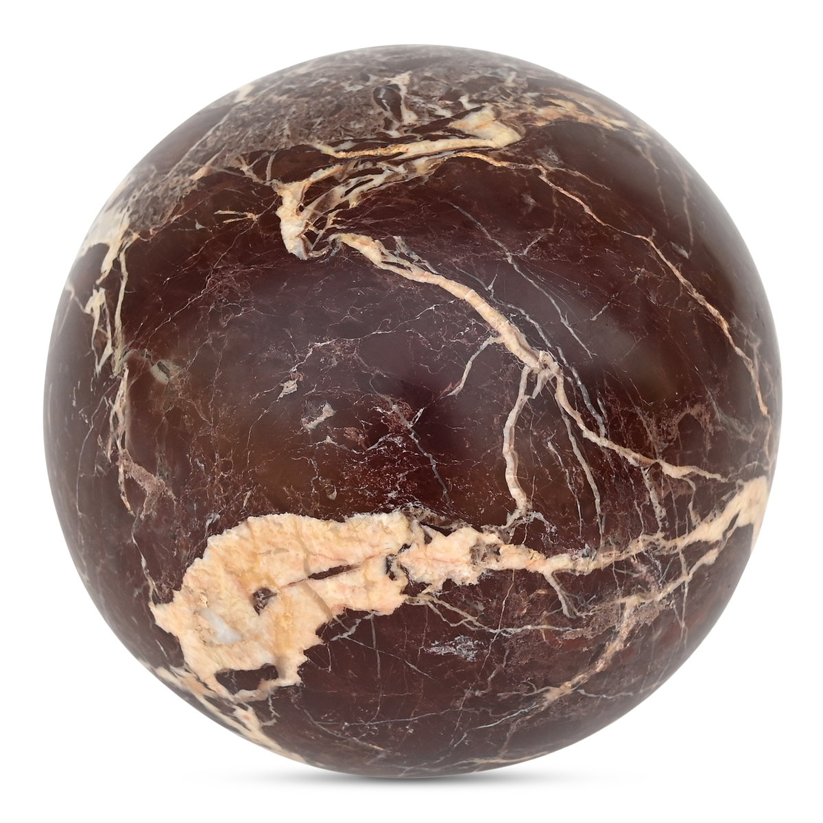 Odessa Sphere Tabletop Accent Red Levanto Marble, Decor by Moe's Home, 4" width x 4" height x 4" depth View 3