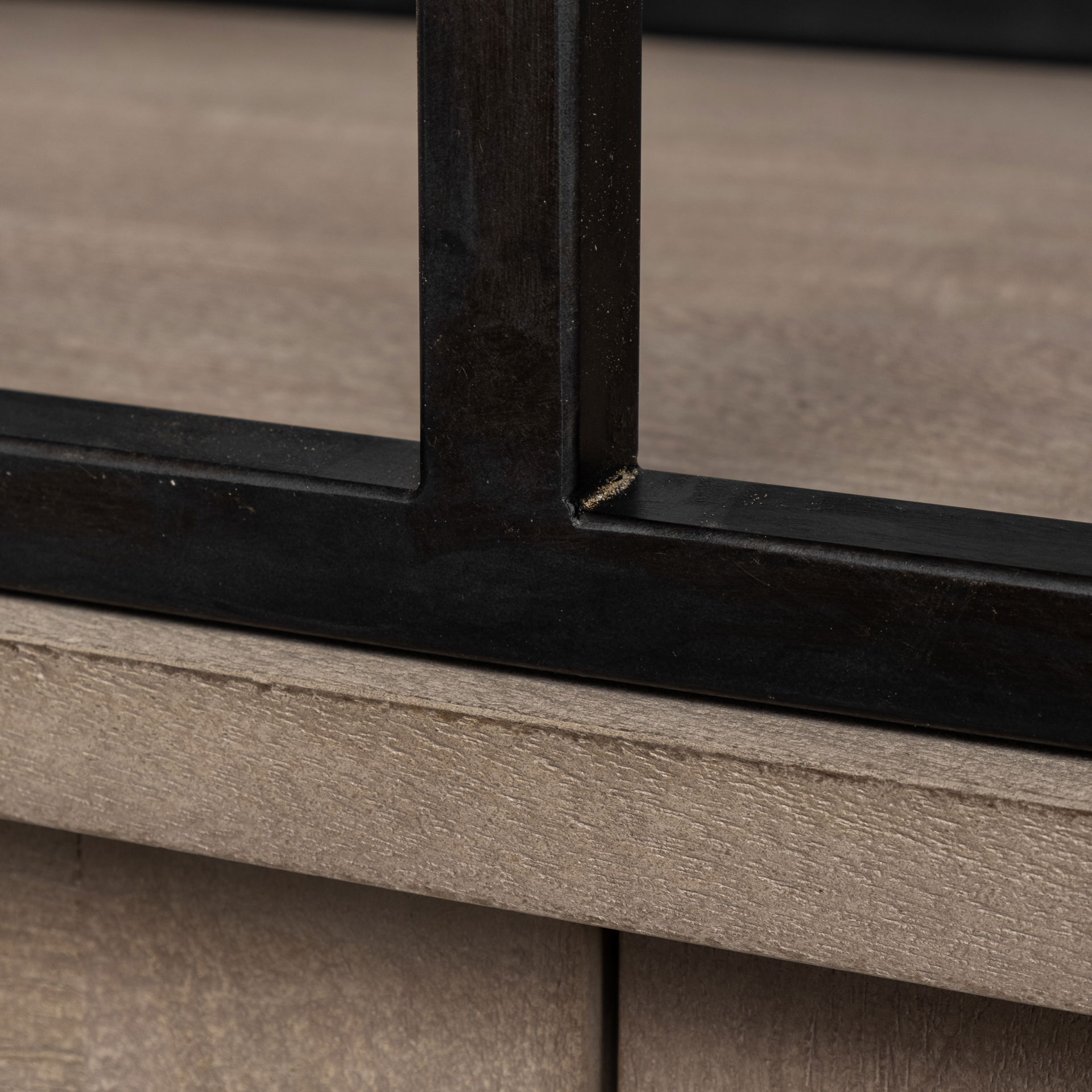 Braxton I Light Brown Wood and Iron Three Shelf Shelving Unit 81.5L x 18.5W x 90, Shelving & Bookcase by Mercana, 81.5" length x 18.5" width x 90" height View 6