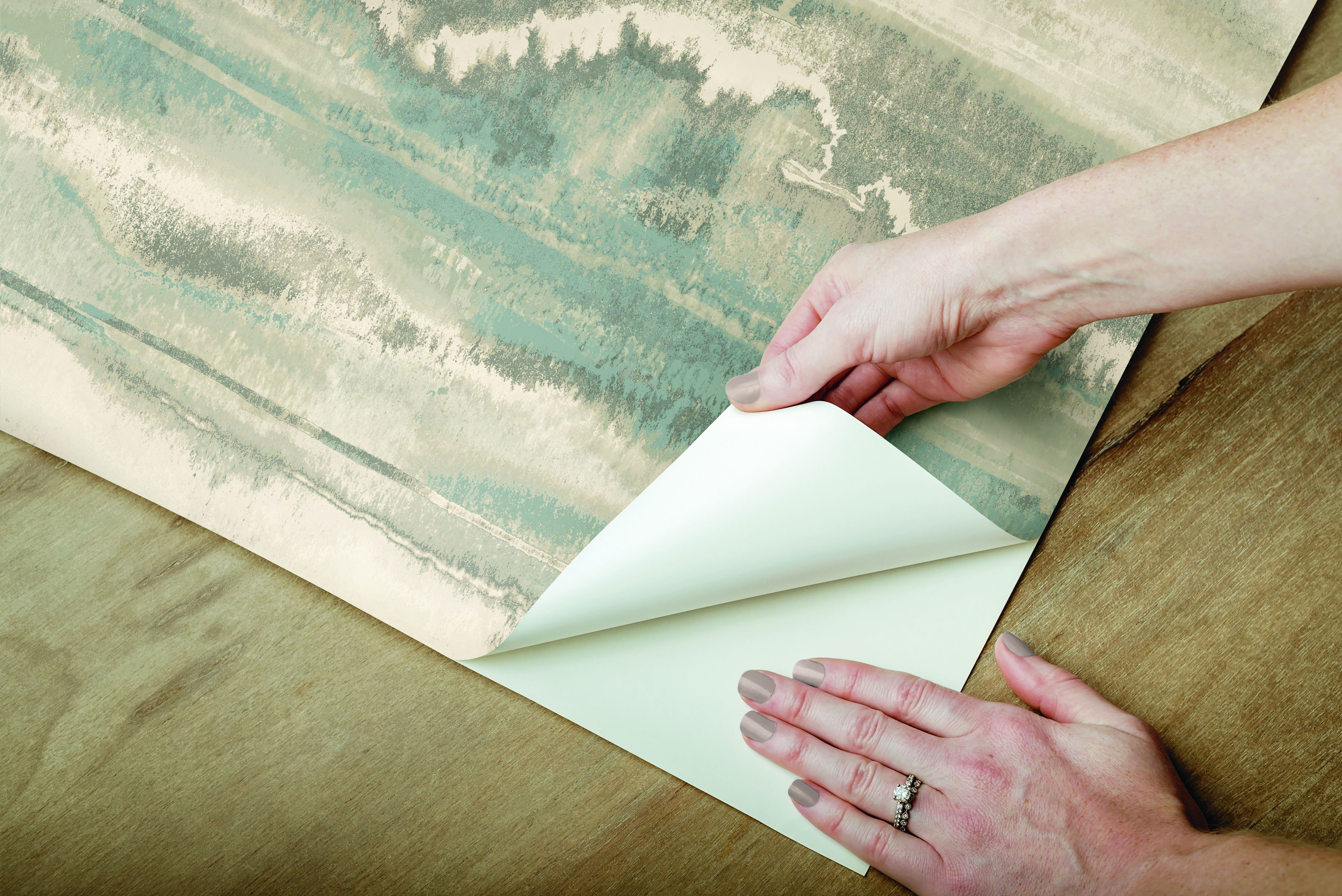 High Tide Taupe & Blue Peel & Stick Wallpaper large image 