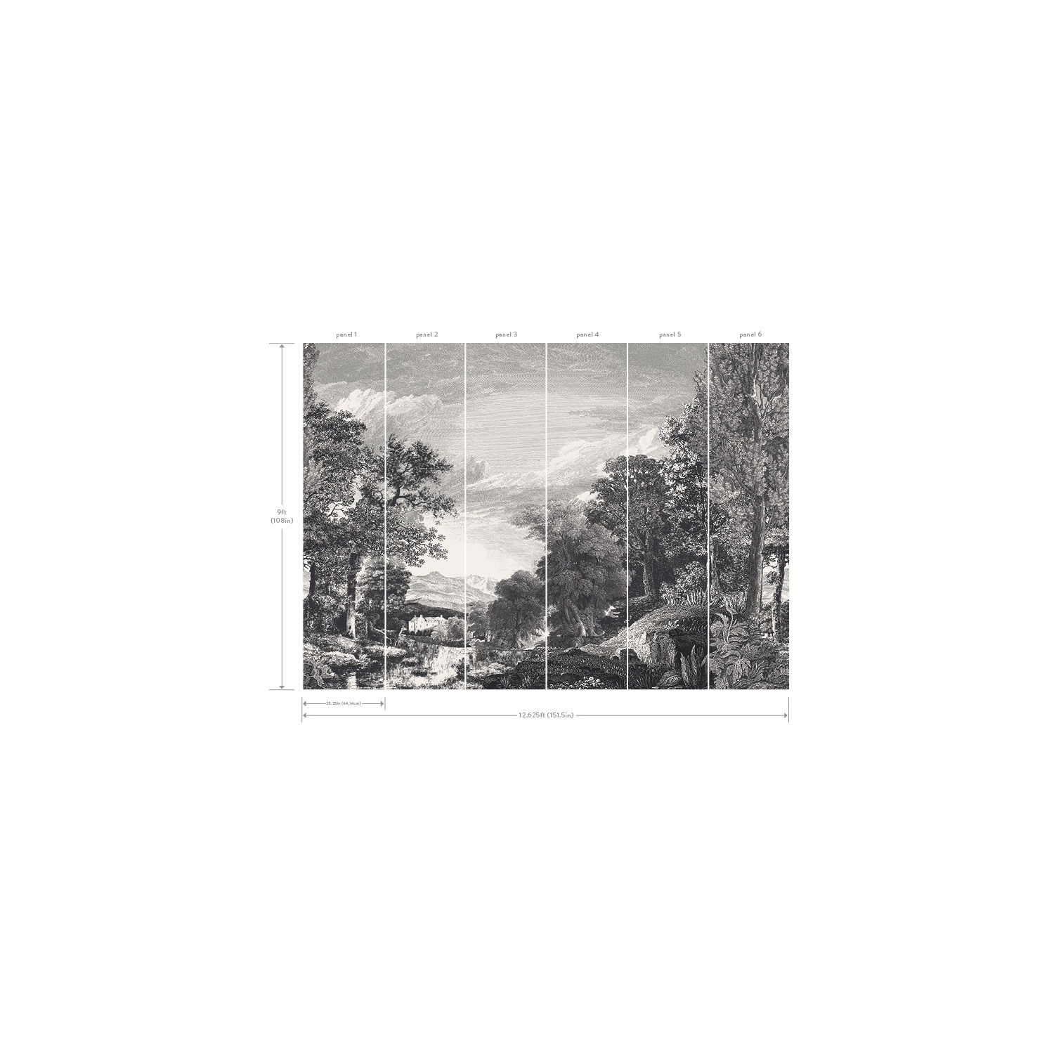 Provincial Scenic Black Wall Mural large image 