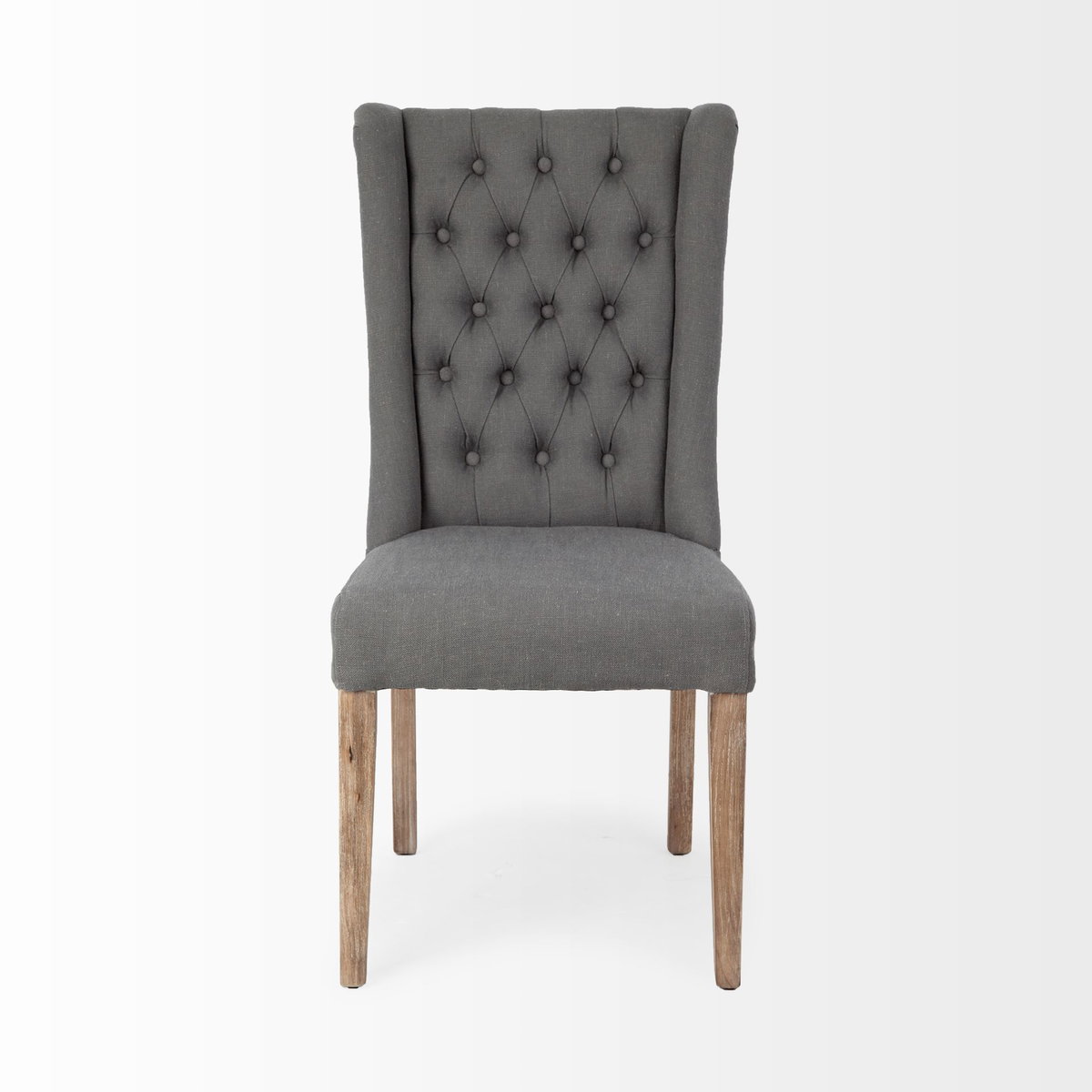 Mackenzie High-Back Dining Side Chair | Gray Plush Linen with Ash Wood, Dining Chair by Mercana, 20.25" length x 24" width x 40.5" height View 3