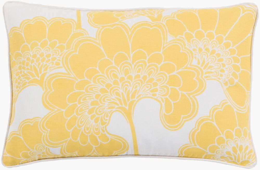 Japanese Floral Lumbar Pillow, Decorative Pillow by Surya, 13" length x 20" width