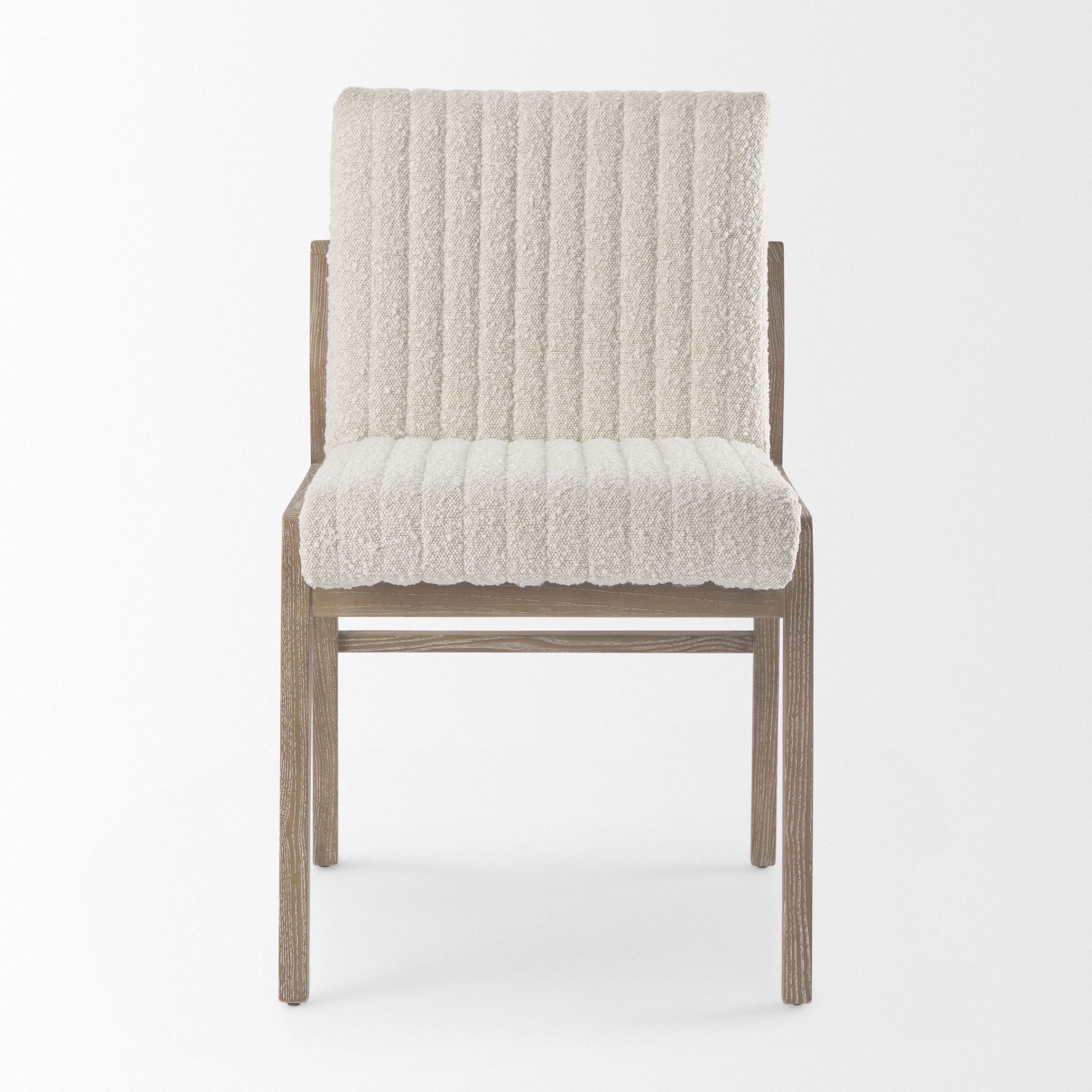 Tahoe Cream Boucle Upholstered and Light Brown Wood Armless Dining Chair large image 